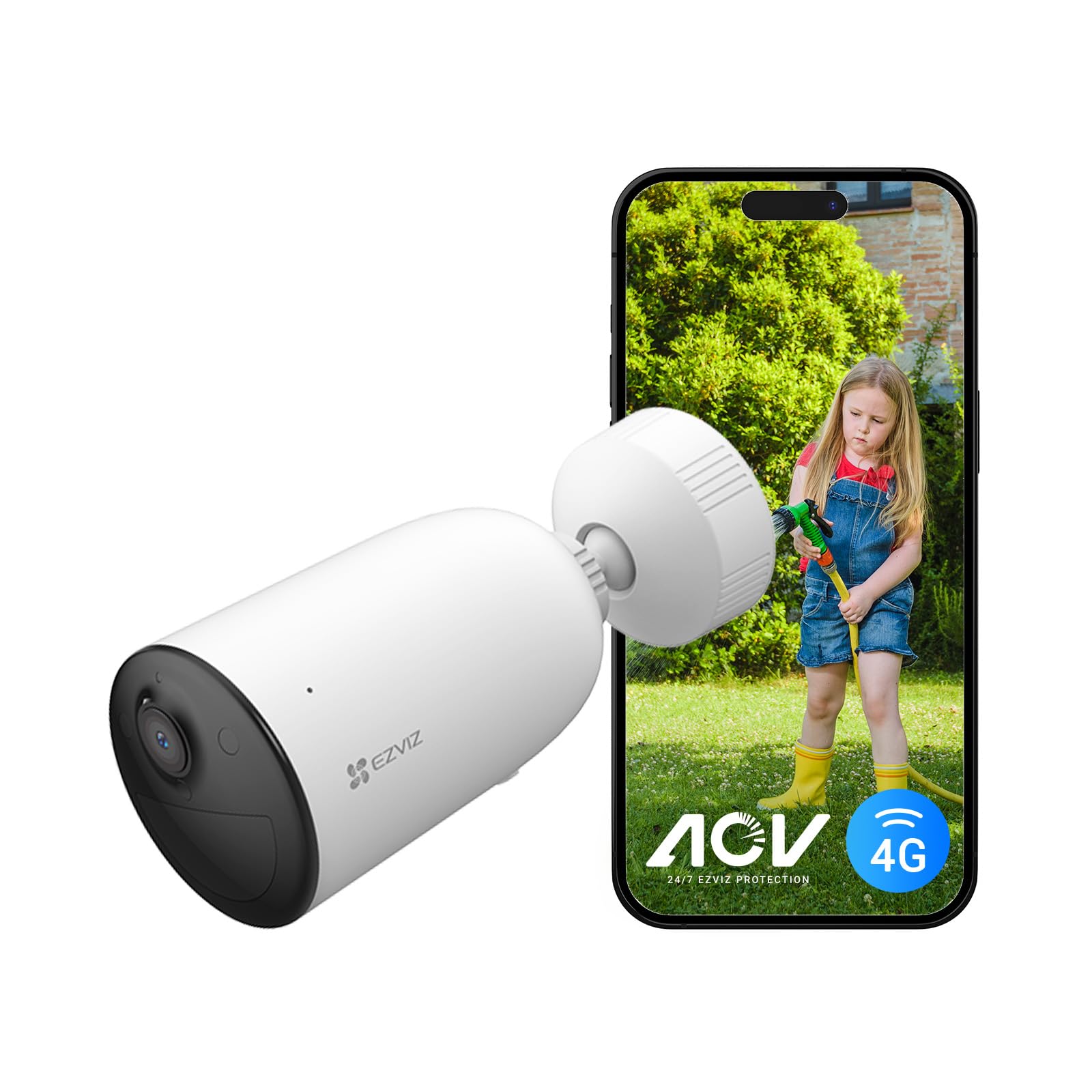 EZVIZ CB3 4G 2K Caméra Surveillance Extérieure sans Fil avec Batteries | AOV, Détection de Forme Humain/Véhicule, Vision Nocturne Couleur, Audio Bidirectionnel, Défense Active, IP66