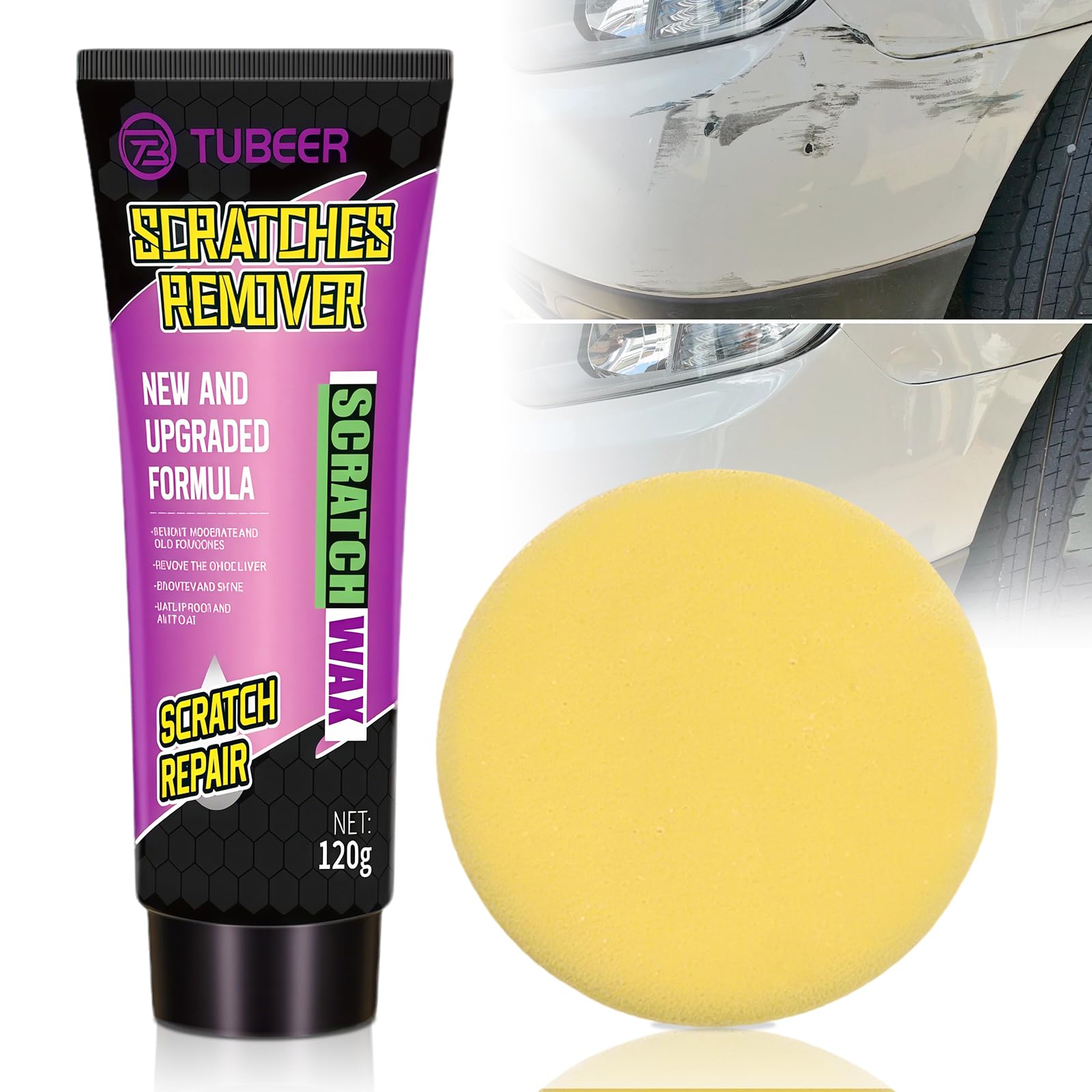 120g Crème Polish Universelle Voiture,Lustre Pour Carrosserie Et Peinture | Efface Micro Rayures,Application Manuelle Avec Éponge De Polissage,Utilisation Pour Rénovation Et Nettoyage Extérieur Auto
