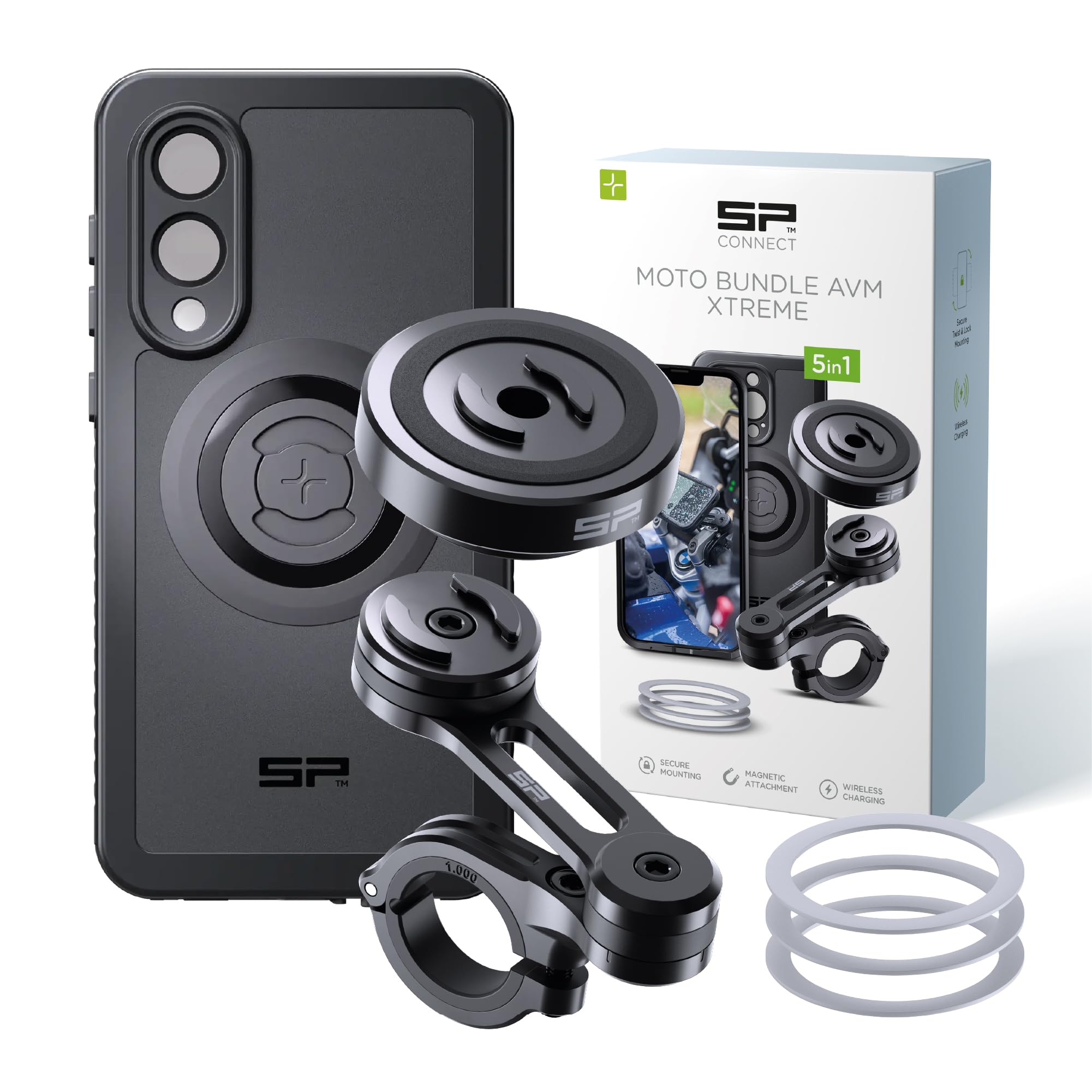 SP CONNECT Moto Bundle II AVM Xtreme | SPC+ | Support compatible avec Samsung S25 Edge | Support de téléphone portable pour moto | Support de téléphone portable pour smartphone | Accessoire