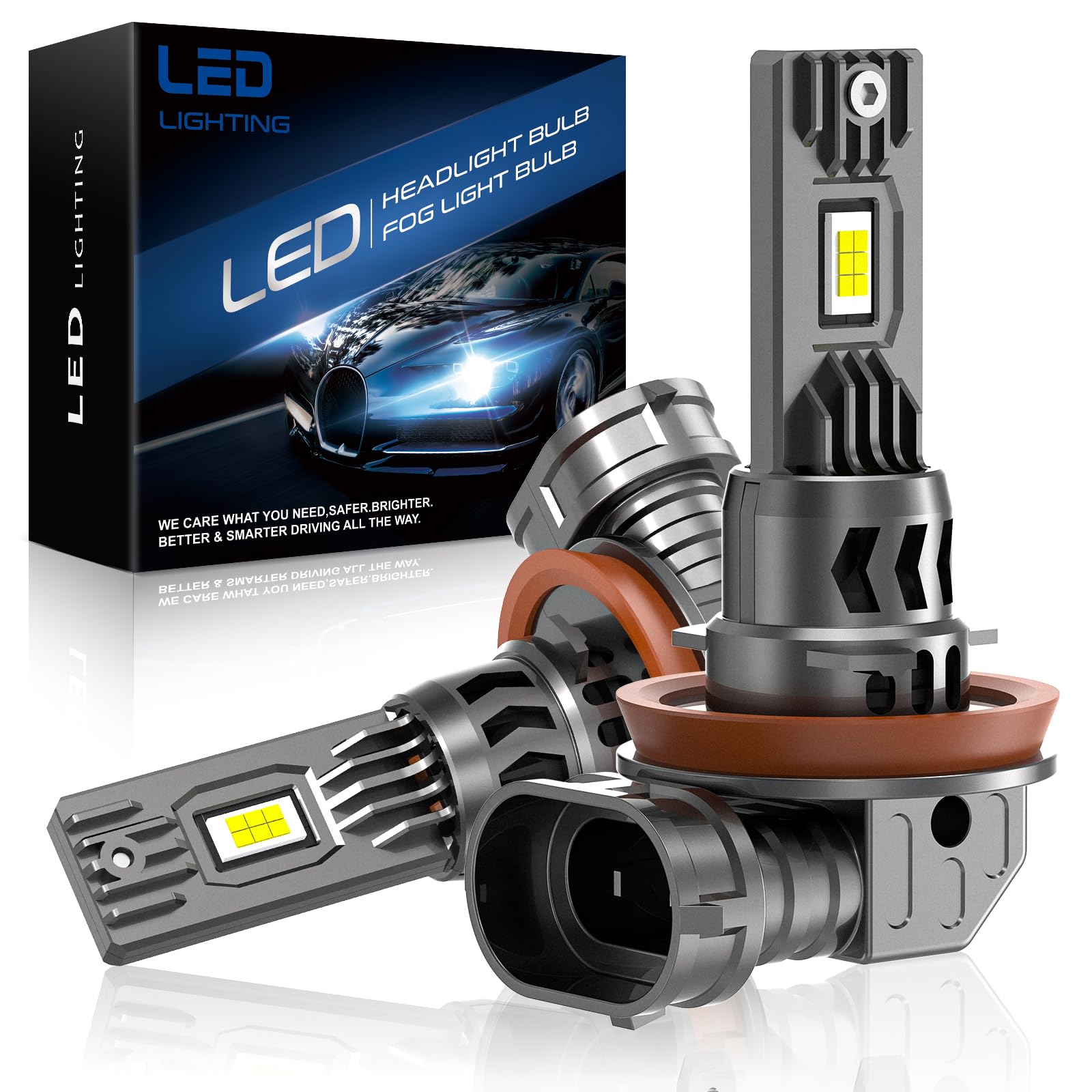 SHINYY Ampoules H11 H9 H8 LED 26000LM, Nouveau Haute Puissante 6500K Blanche Fraîche Lampes LED H11 Feux de Croisement/Feux de Route/Brouillard, Plug and Play, Pack de 2
