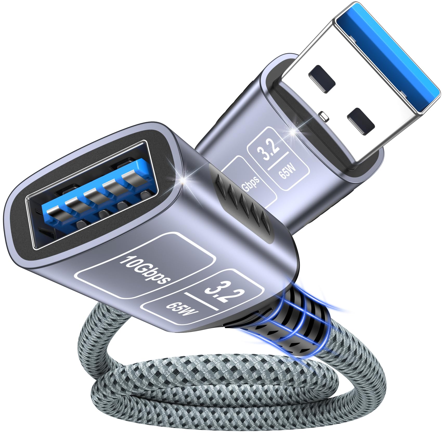 NORSHY Câble Rallonge USB 0.2m, USB 3.2 Mâle A vers Femelle 10 Gbps | Rallonge USB A avec Aluminium, Compatible Scanner, Appareil Photo, Clavier, PC, Imprimante, PS4/PS5, Domicile, Bureau
