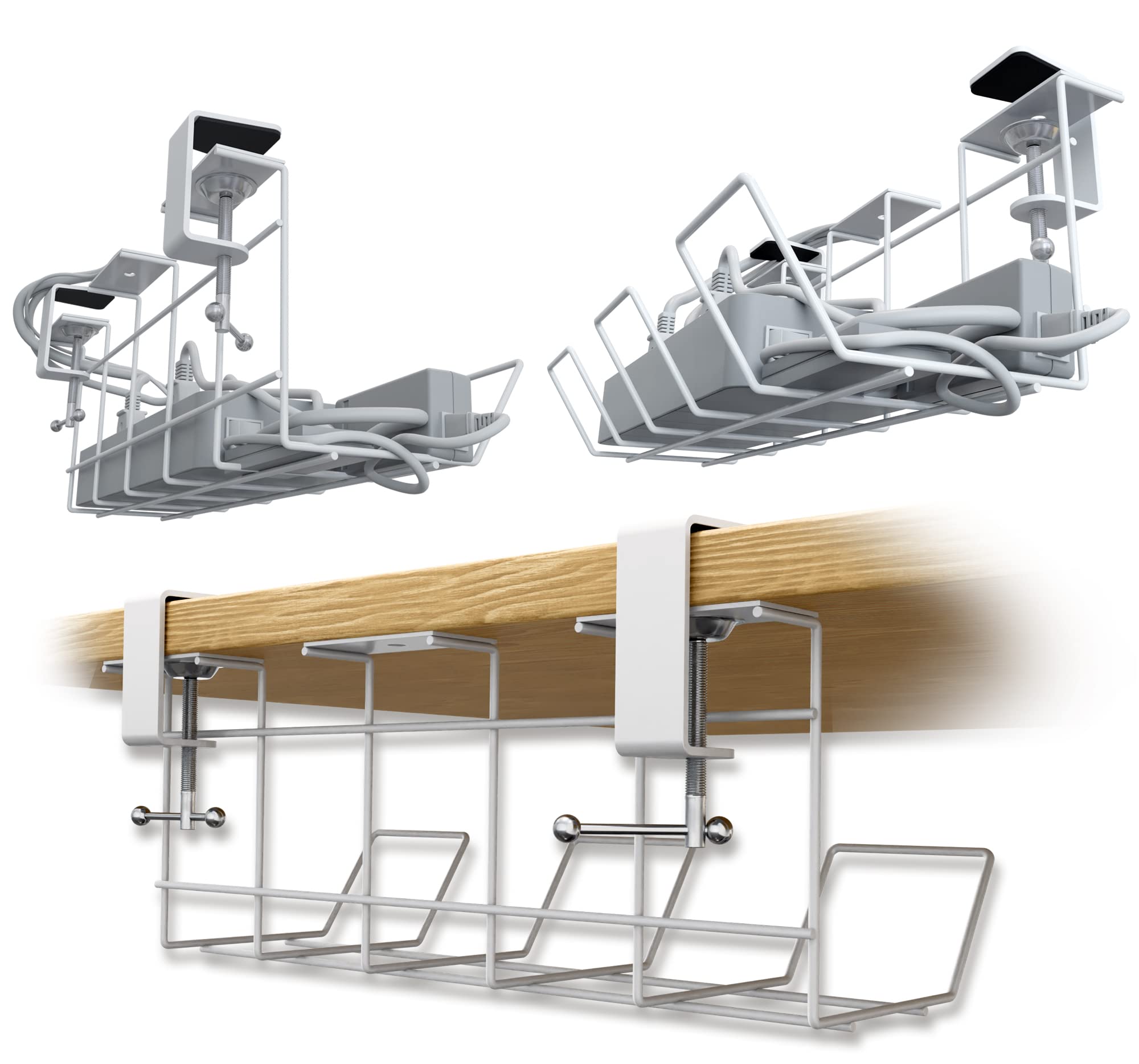 Scanfield Lot de 2 Range-câbles de Bureau Robustes et spacieux, évite Les surchauffes, étagère modulaire pour Ranger Les câbles
