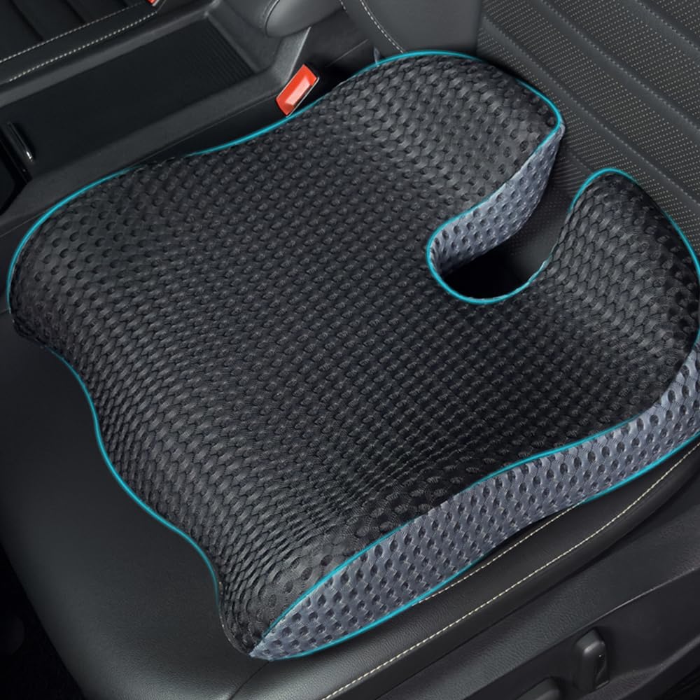 ZEVNRUO Coussin de Siège Voiture Conducteur en Mousse à Mémoire de Forme | Rehausseur Ergonomique Adulte, Soulagement Douleurs Dos Coccyx Sciatique, Housse Respirante, Pour Auto Camion Chaise Bureau