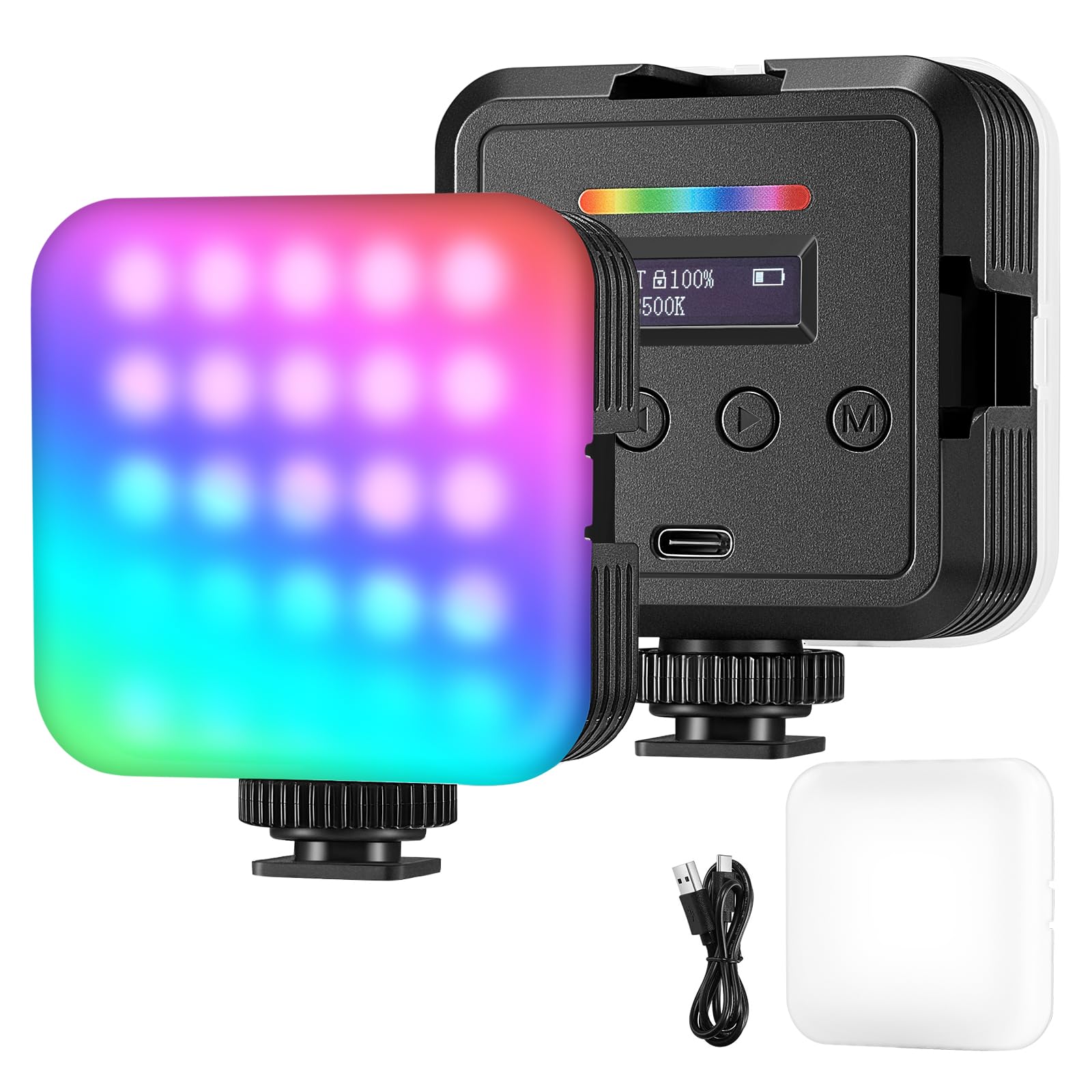 NEEWER Lumière Vidéo Magnétique RGB, Éclairage Appareil Photo LED RGB61 | 360° avec 3 Griffes, IRC 97+, 20 Scène, 2500K~8500K, Batterie Rechargeable 2000mAh, Lampe Vidéo pour Youtube/Vlog