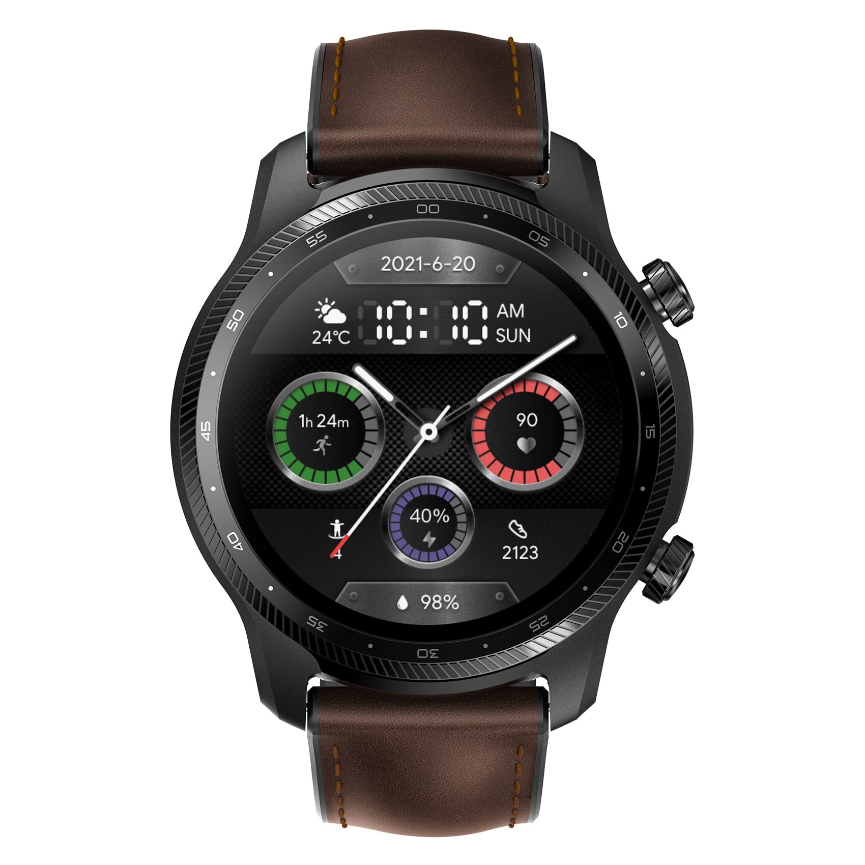 Ticwatch Montre connectée Pro 3 Ultra 4G WH11013 LTE avec Vodafone OneNumber et Orange eSIM Qualcomm et système de processeur de détection d'oxygène dans le sang Mobvoi Dual Wear OS, écran noir