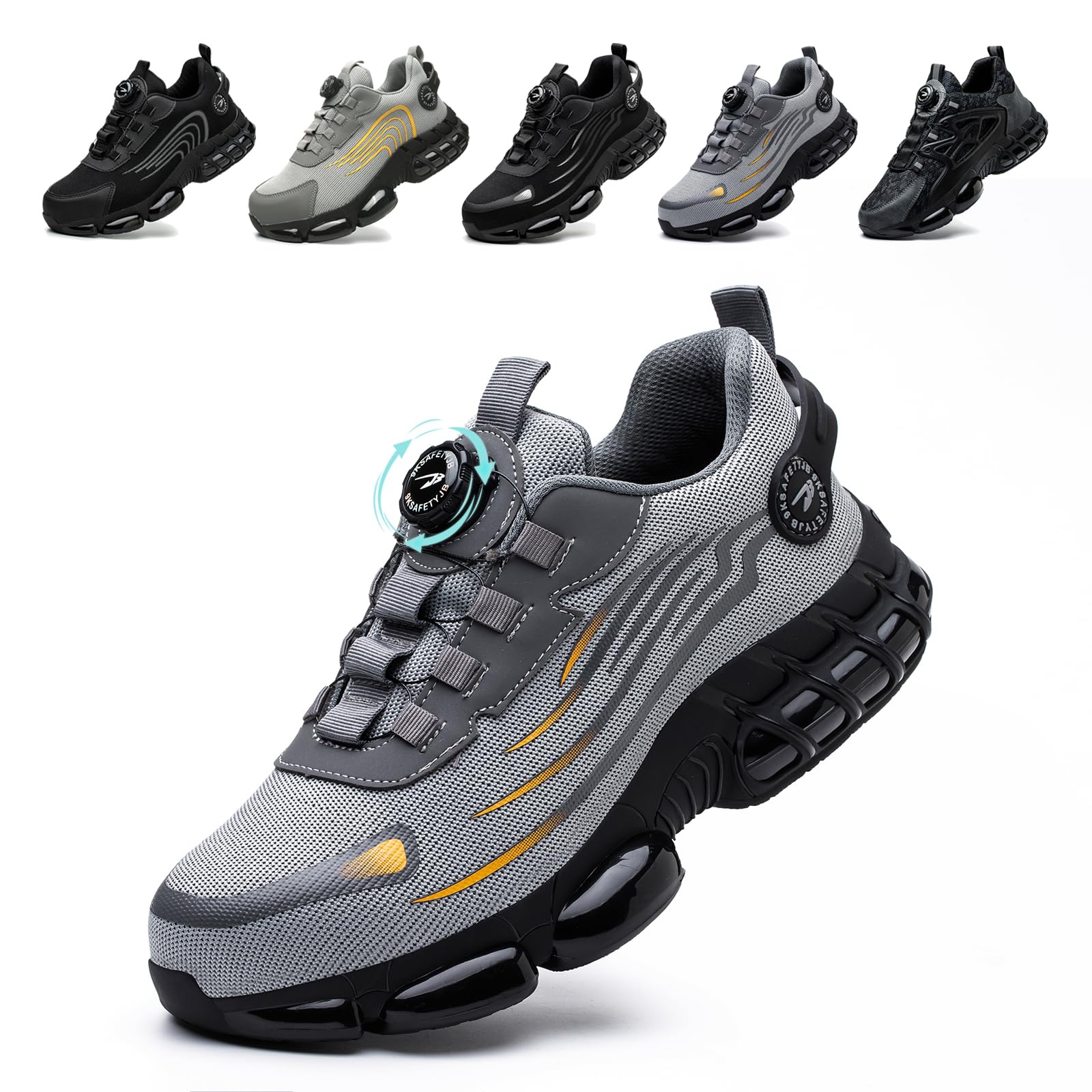 Gugifcto Chaussures de Sécurité Hommes Femmes Basket Respirante Antidérapante Légère Travail avec Embout en Acier 36-46 EU