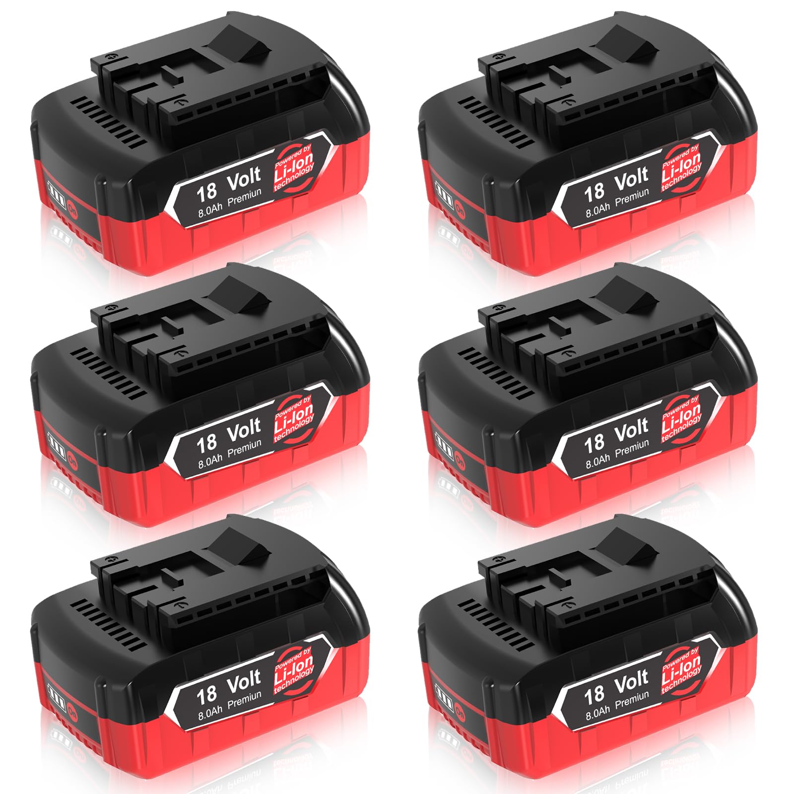 6Packs GBA 18V 8.0Ah Batteries pour Bosch Professional 18V System | Haute Capacité 8.0Ah, Non compatible les outils pour Bosch Home & Garden