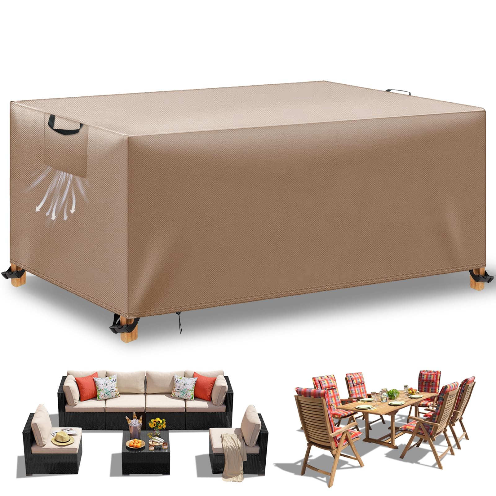WUAYAMI Housse Salon de Jardin, Housse Exterieur Imperméable Anti-UV 420D Tissu Oxford, 213x132x74 cm