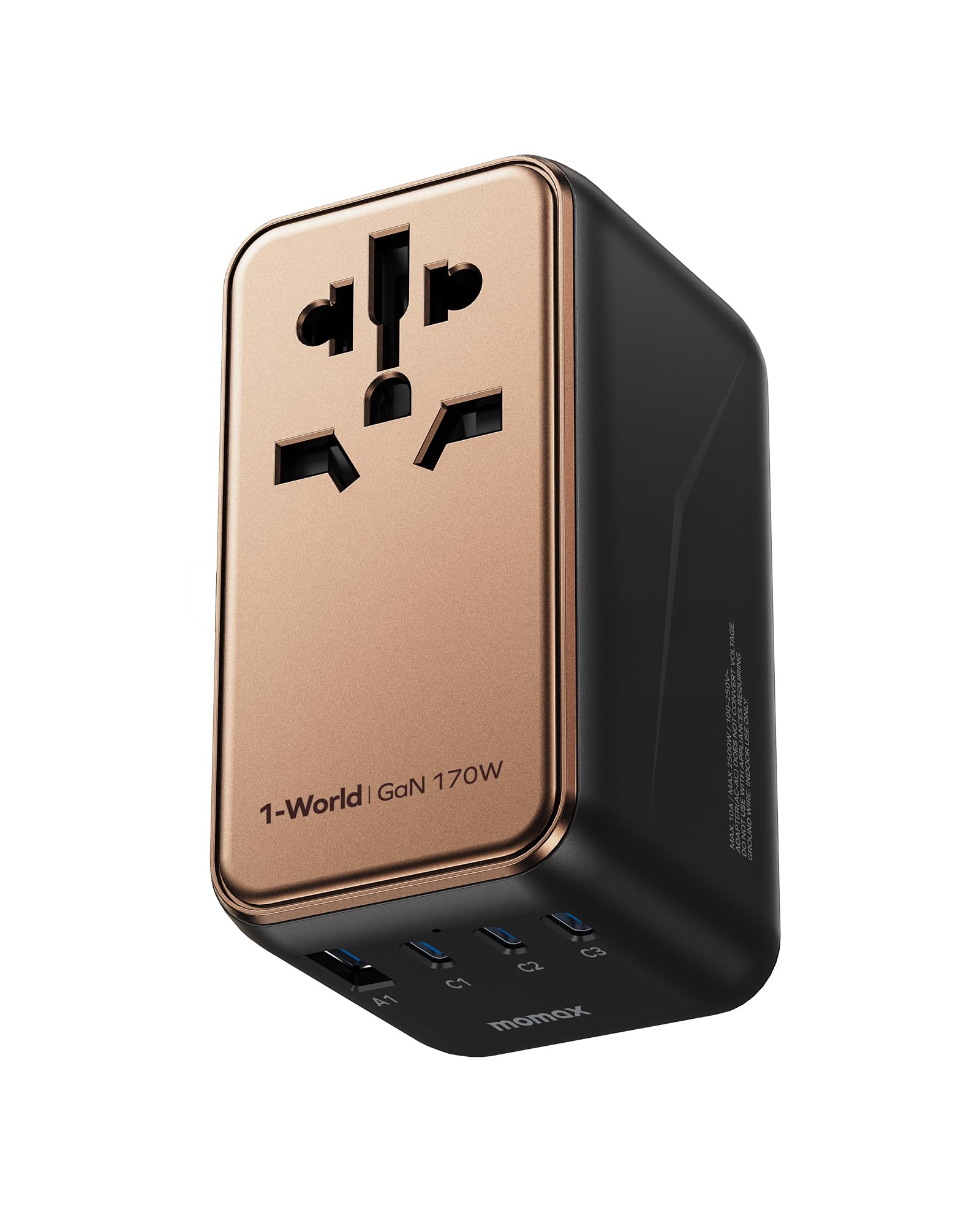 MOMAX Adaptateur Prise Universelle 170W, Adaptateur Voyage avec 3 USB C et 1 USB A, Adaptateur Universel de Voyage France vers Anglaise UK Irlande USA Canada Australie Chine Japon Thaïlande
