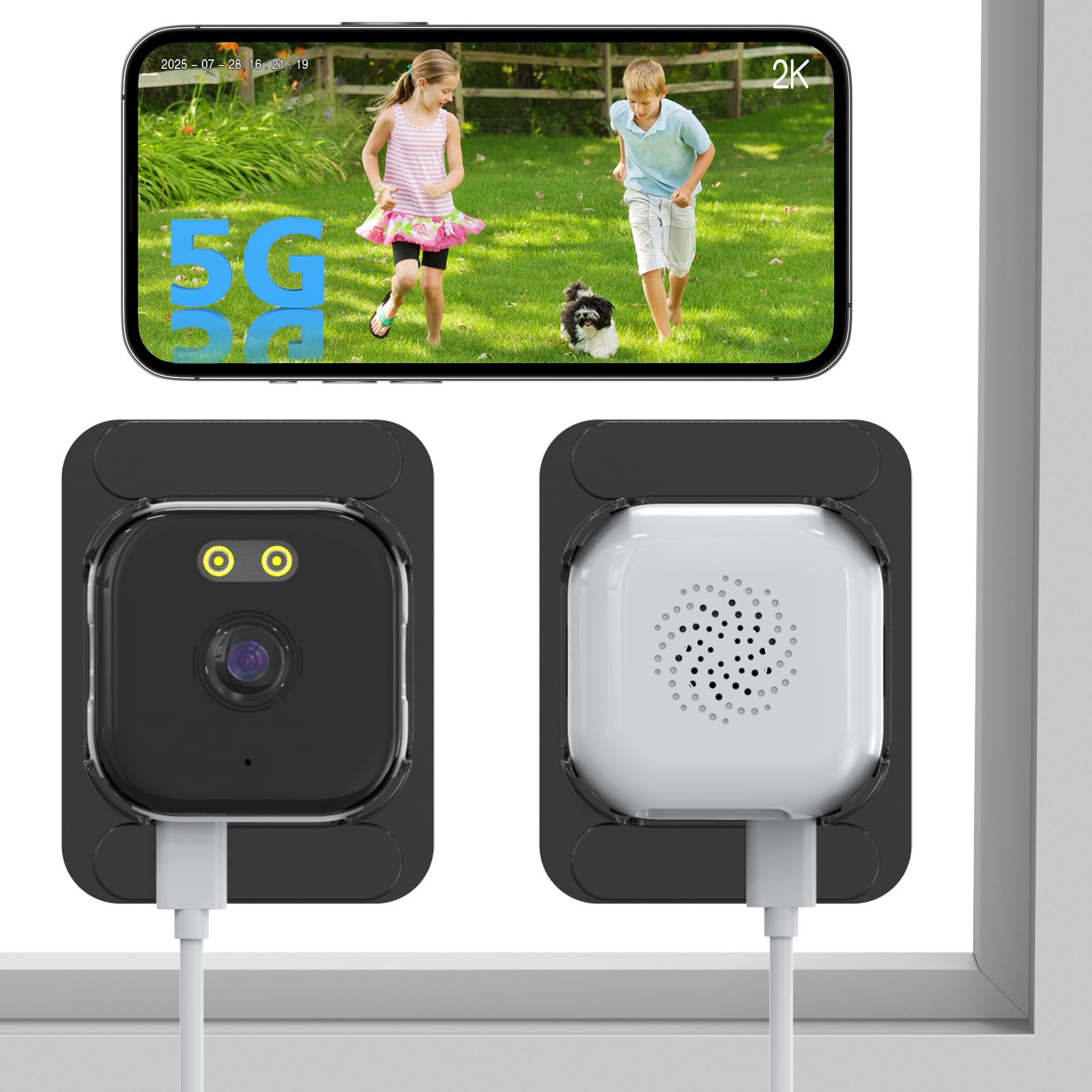 ANYQOO Caméra de sécurité 3 MP 2K,caméra de sécurité pour fenêtre intérieur/extérieur pour la Maison,Vision Nocturne Couleur ChroMax AI,détection de Mouvement,WiFi 2,4 GHz et 5 GHz,Enregistrement
