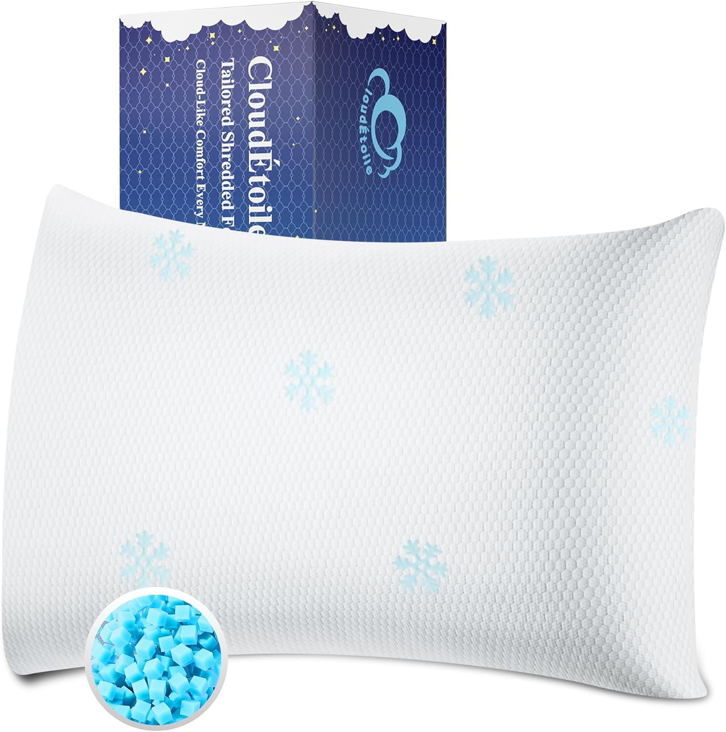 Oreiller Ergonomique Cervical Mémoire Forme Déchiquetée, Réglable 50x70 cm | CloudÉtoile Oreiller à Mémoire de Forme pour la Nuque, Coussin Memory Foam pour Dormir sur Le Côté et Le Ventre, CertiPUR-EU