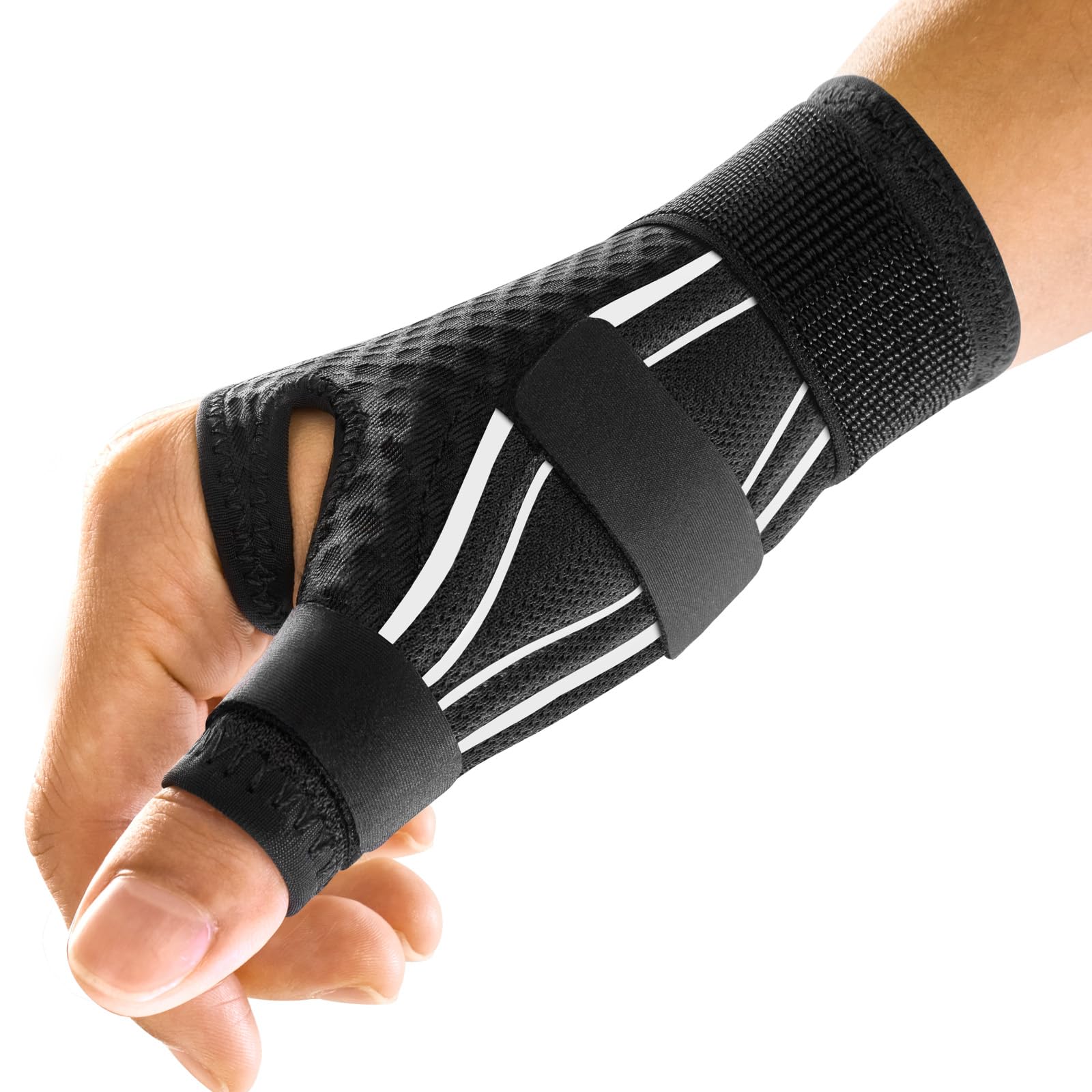 FREETOO Attelle de Pouce et Poignet Droit et Gauche pour Tendinite | Orthèse Pouce pour Arthrose, Rhizarthrose, Doigt à Ressaut, Canal Carpien, Fracture, Entorse. Ergonomique Support. Blanc L/XL