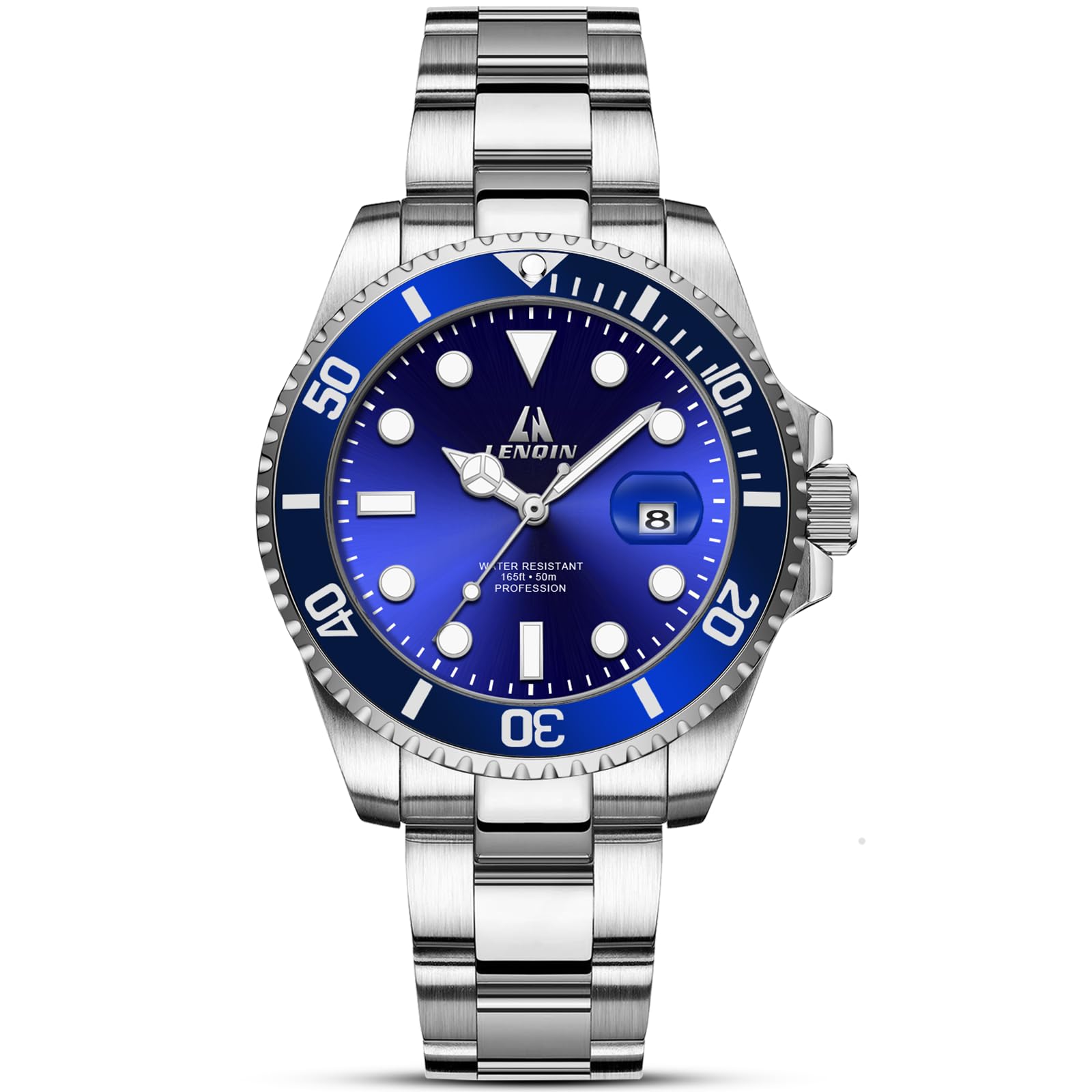 LN LENQIN Montres Hommes Montres en Acier Inoxydable pour Hommes | Quartz analogique Montre Homme étanche Montre Poignet avec Date Mode Lumineuse