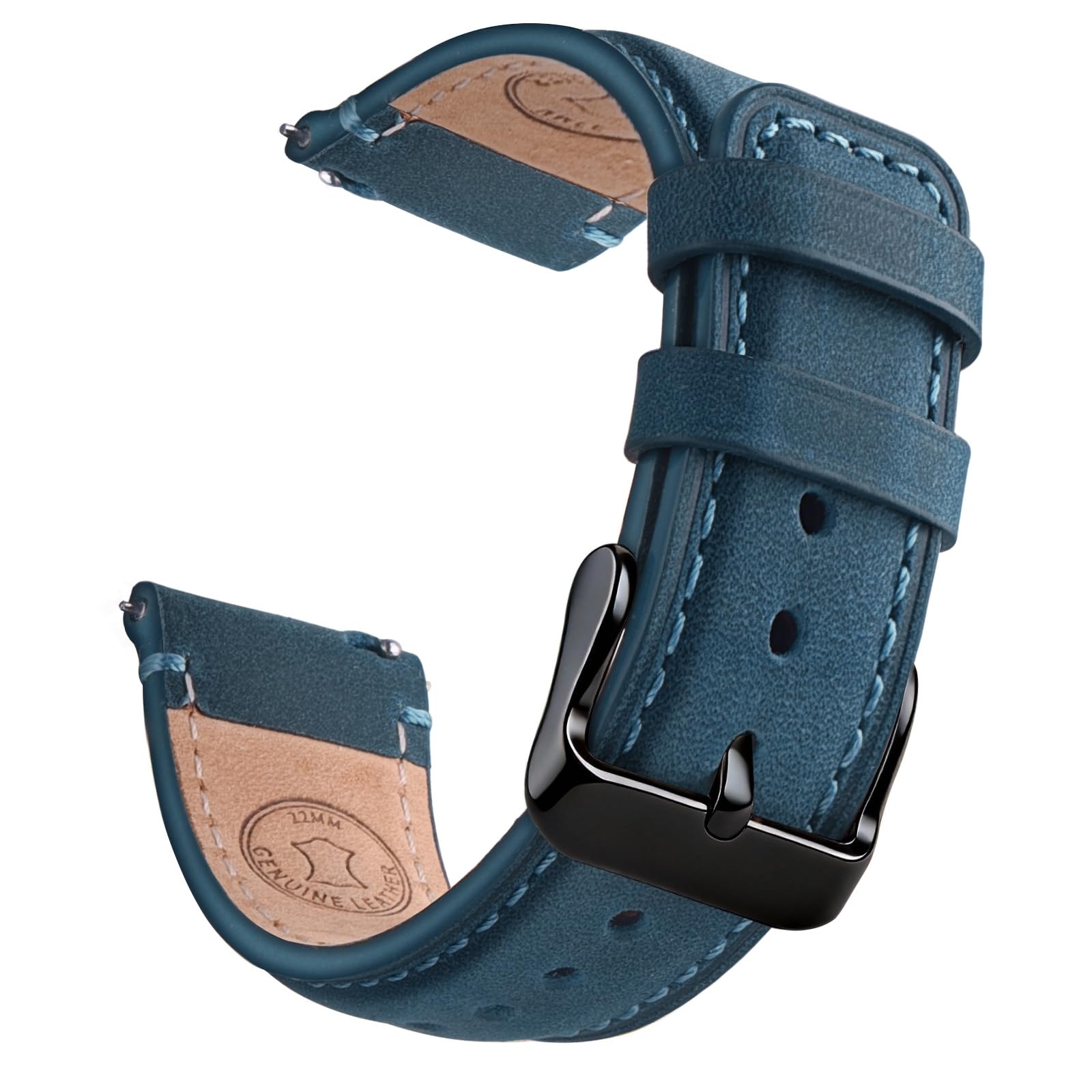 Wristitani Bracelet Montre Cuir 20mm 22mm, Bracelet Cuir Véritable pour Hommes, Fermeture Rapide Vintage Convient pour Montres Classiques à Quartz Mécaniques, Smartwatches