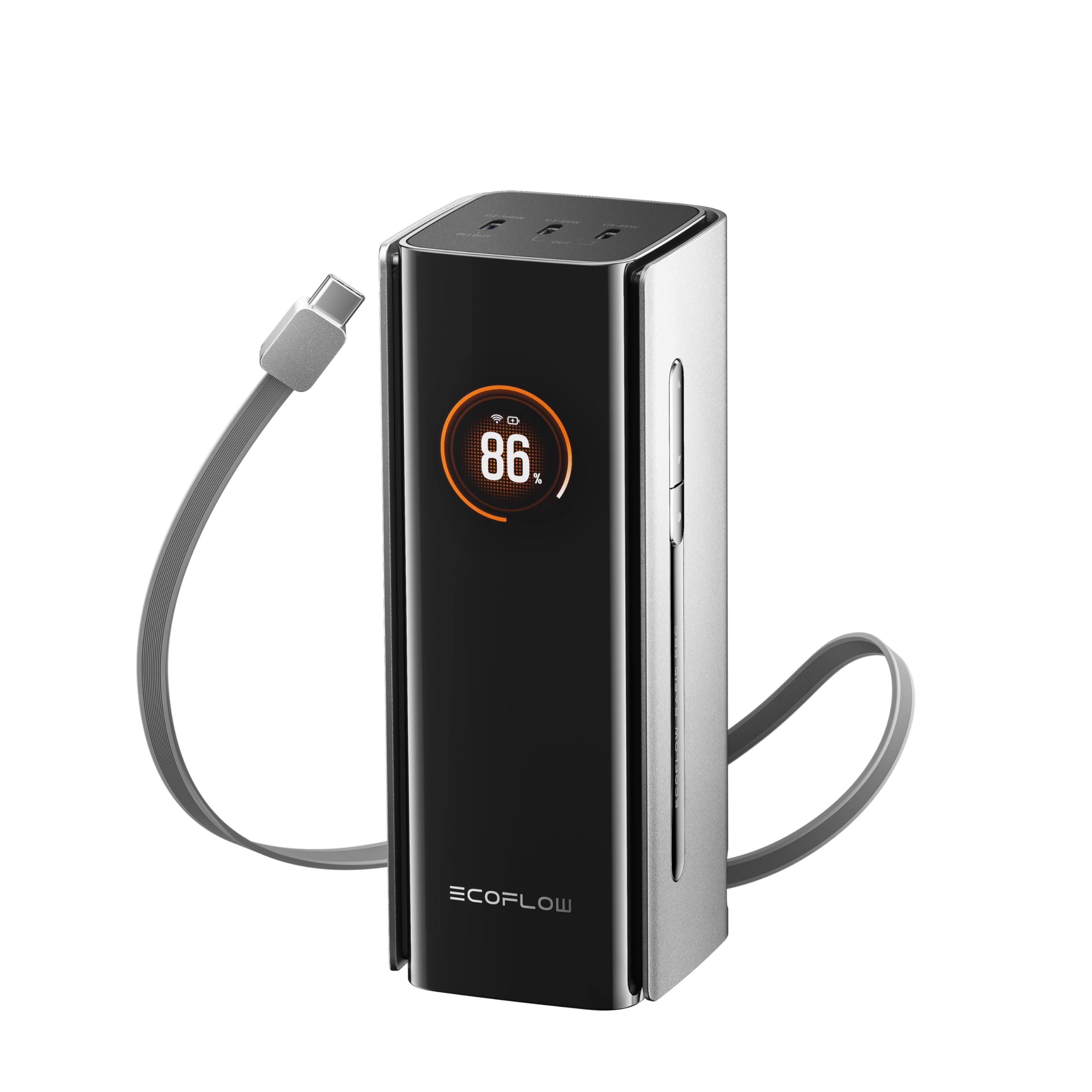 EcoFlow Batterie externe 20000 mAh 230W, avec câble de 60cm,  3 ports | 100W, pour ordinateur portable, écran LCD intelligent, technologie de sécurité X-Guard, pour MacBook, iPhone