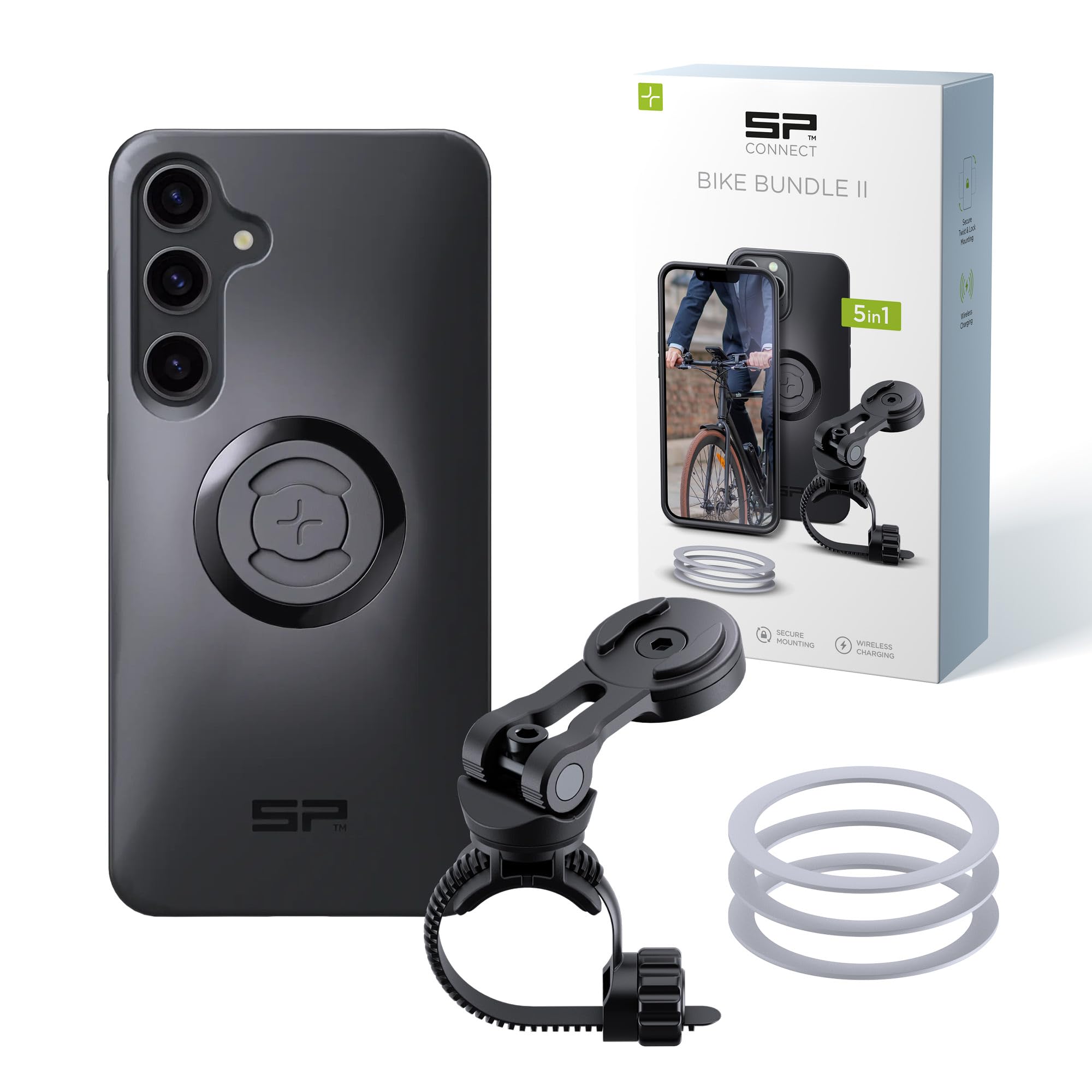 SP CONNECT Support Bike Bundle II | SPC+ | pour Samsung S24+ | Système de Montage, VTT et VTC - Protection Twist Lock, pour Les Guidons de 22-42mm - Accessoire Cyclisme