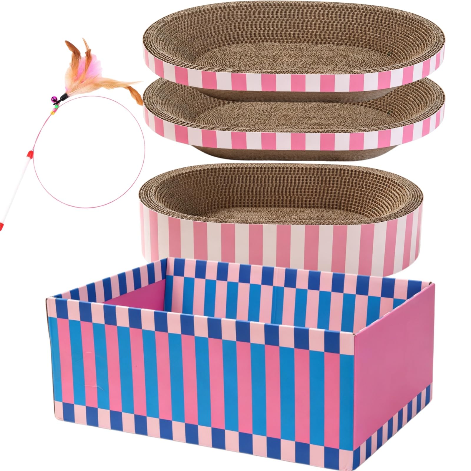 Griffoirs pour Chat en Carton, Lot de 5 Grand Panier Grattoir Ovale Tapis à Griffer d'Intérieur, Coussin Lit Bol à Gratter en Forme de Nid, Protecteur de Meubles pour l'Entretien des Griffes
