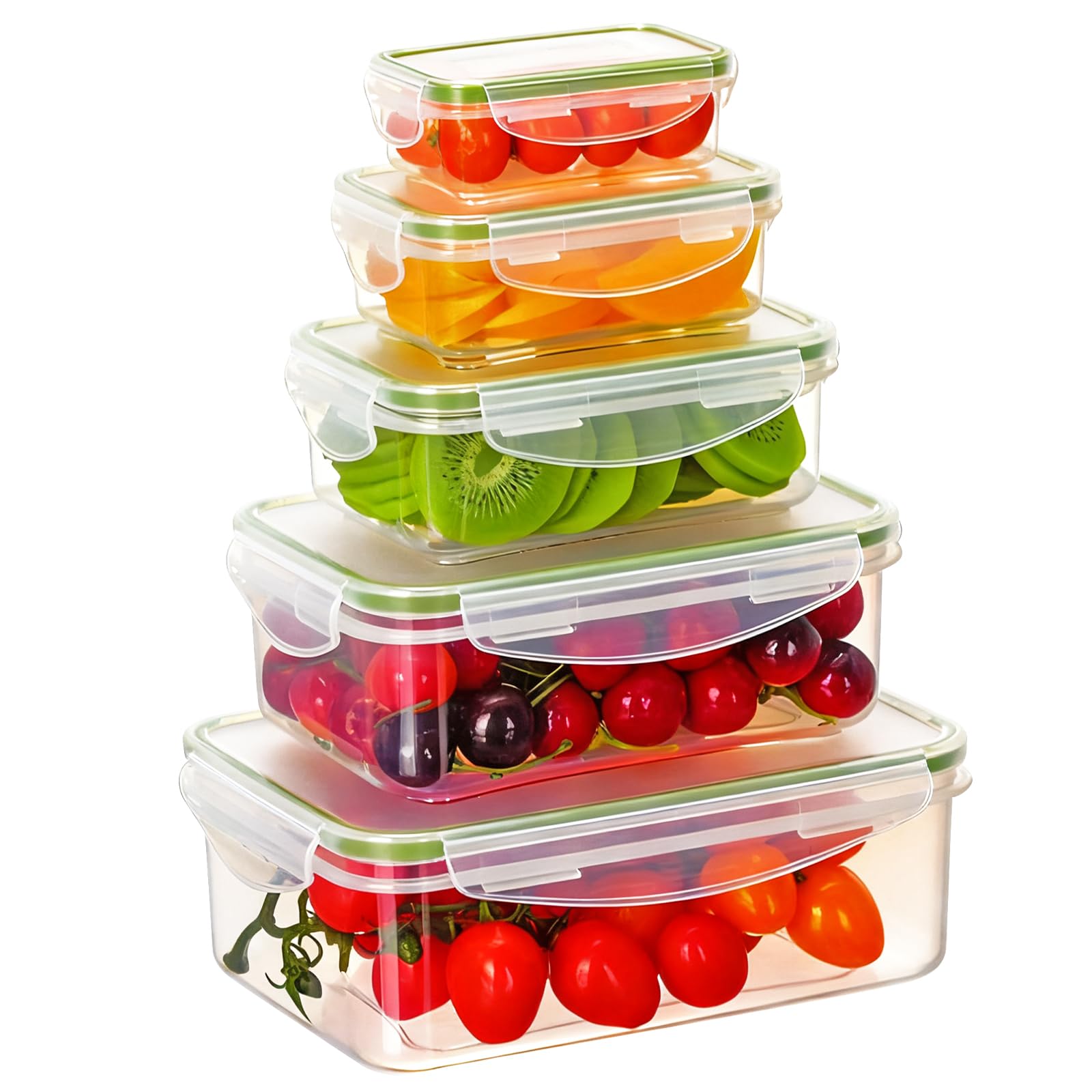 Cozary 10 Pièces Boite Hermetique Alimentaire (5 Boîtes, 5 Couvercles), Boîte Conservation Alimentaire Set, Plastique, Étanche, Adaptés au Micro-ondes, au Congélateur et au Lave-vaisselle, Sans BPA