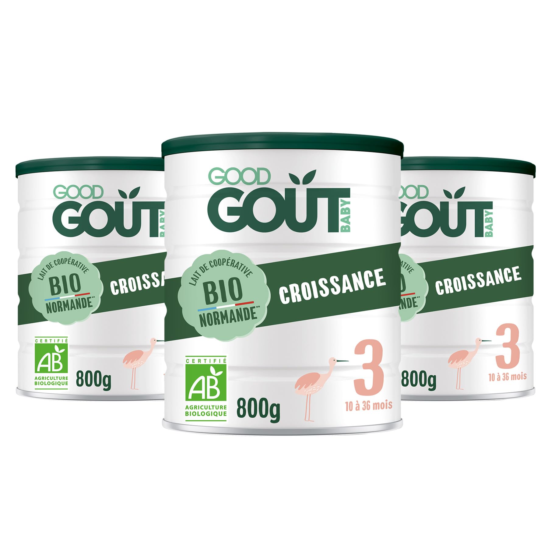 GOOD GOÛT - Lot de 3 Laits Infantiles 3ème Âge de 10 mois à 3 ans - sans Huile de Palme - sans Maltodextrine - Crème de Lait Bio - DERNIERS LOTS DISPONIBLES DATE LIMITE AU 01/02/2027