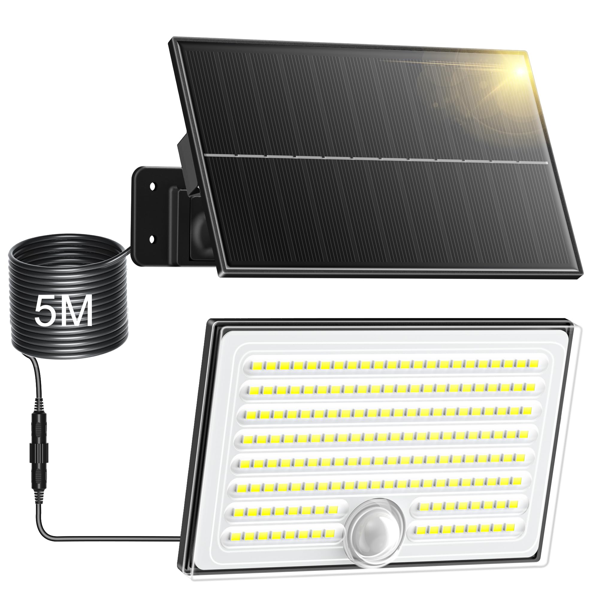 Giliwosy Lampe Solaire Extérieur avec Détecteur de Mouvement, Lumière Solaire Extérieur avec 4 Modes 8500K 1500mAh IP65 Étanche, 1 Pièce