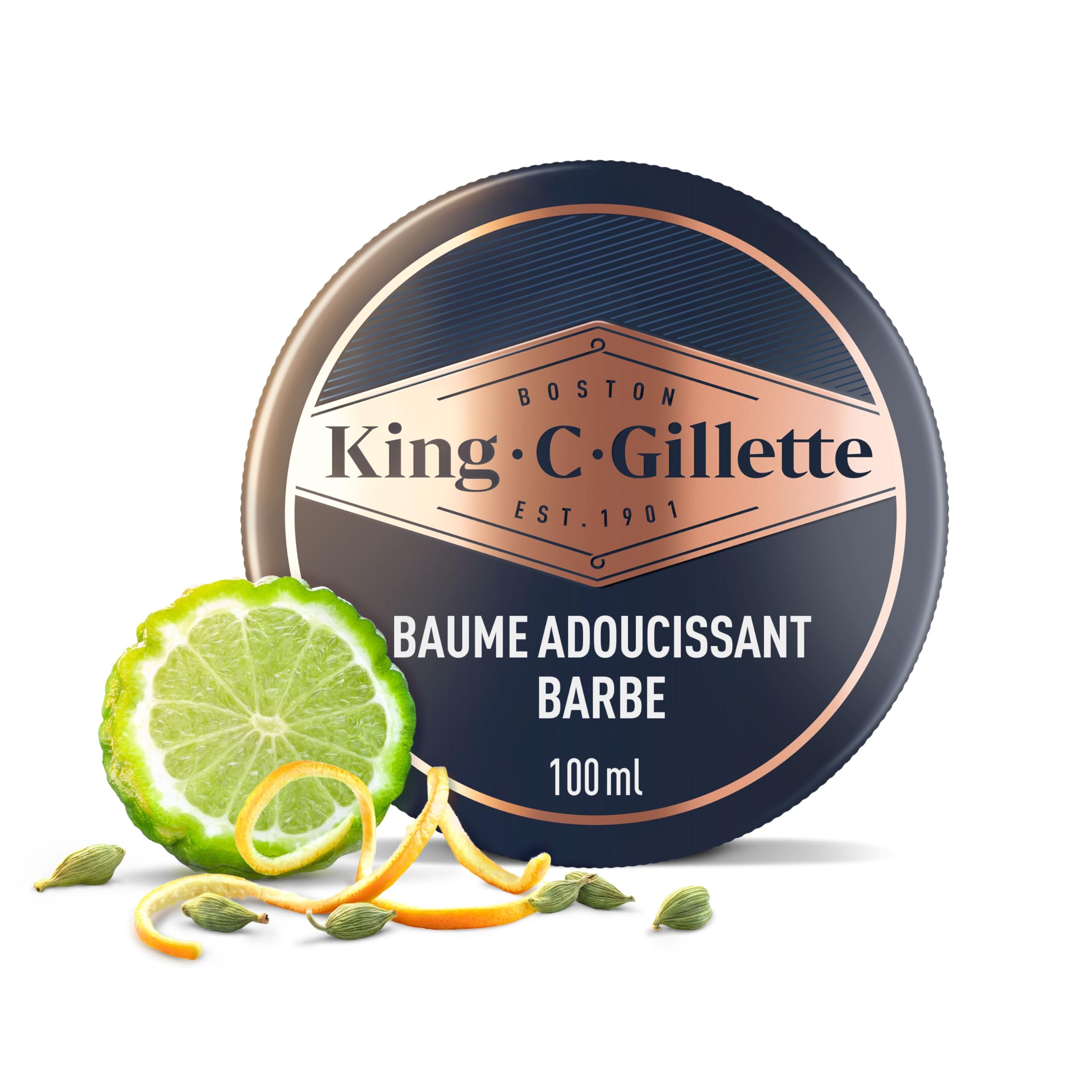 King C. Gillette Soin Barbe Homme, Baume Revitalisant, 100 ml | Conditionneur Adoucissant au Beurre de Cacao, Parfumé, Formule Légère Hydrate et Revitalise