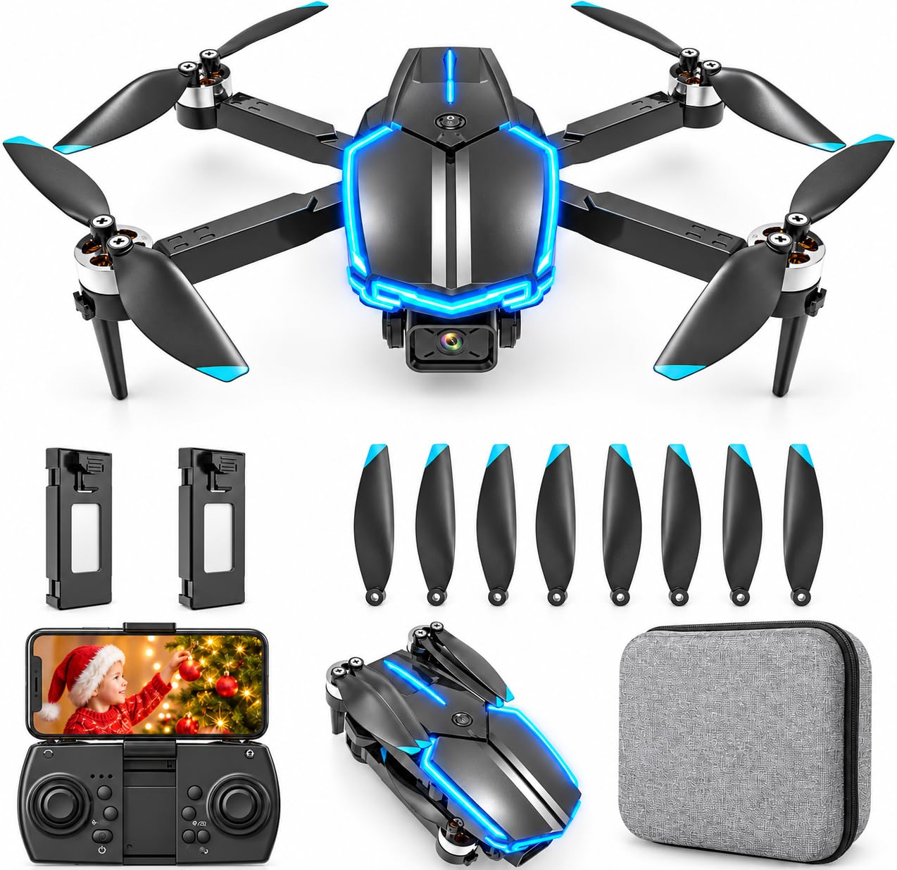Drone avec Camera 4K avec Moteur Sans Balais, Drone pour Enfant et Debutant avec Vol de 36min, Quadcopter RC Jouets Cadeaux pour Enfants Anniversaire (Black)