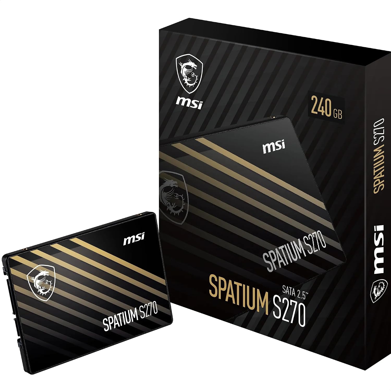 MSI SPATIUM S270 SATA 2.5" 240GB - Disque SSD Interne 240 Go, SATA III 6 GB/s, 2,5", Lecture 500 MB/s & Écriture 400 MB/s, 3D NAND, Sécurité des Données Intégrée, 110 TBW, Garantie 5 Ans