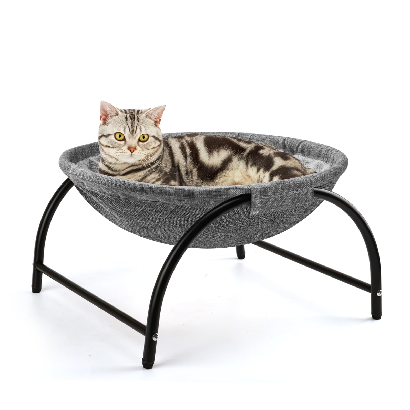 LIFLIX Hamac d'extérieur surélevé pour Chat avec Peluche Amovible et Lavable, hamac Debout pour l'intérieur et l'extérieur (Gris)