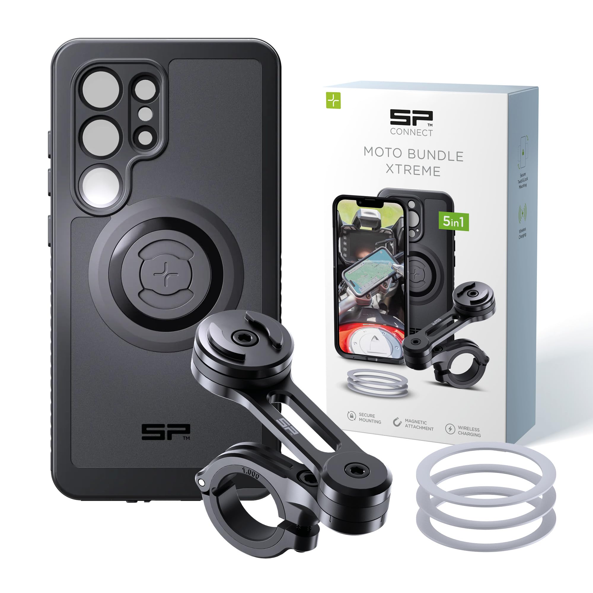 SP CONNECT Moto Bundle Xtreme | SPC+ | Support compatible avec Samsung S25 Ultra | Support de téléphone portable pour moto | Support de téléphone portable pour smartphone | Accessoires pour scooter