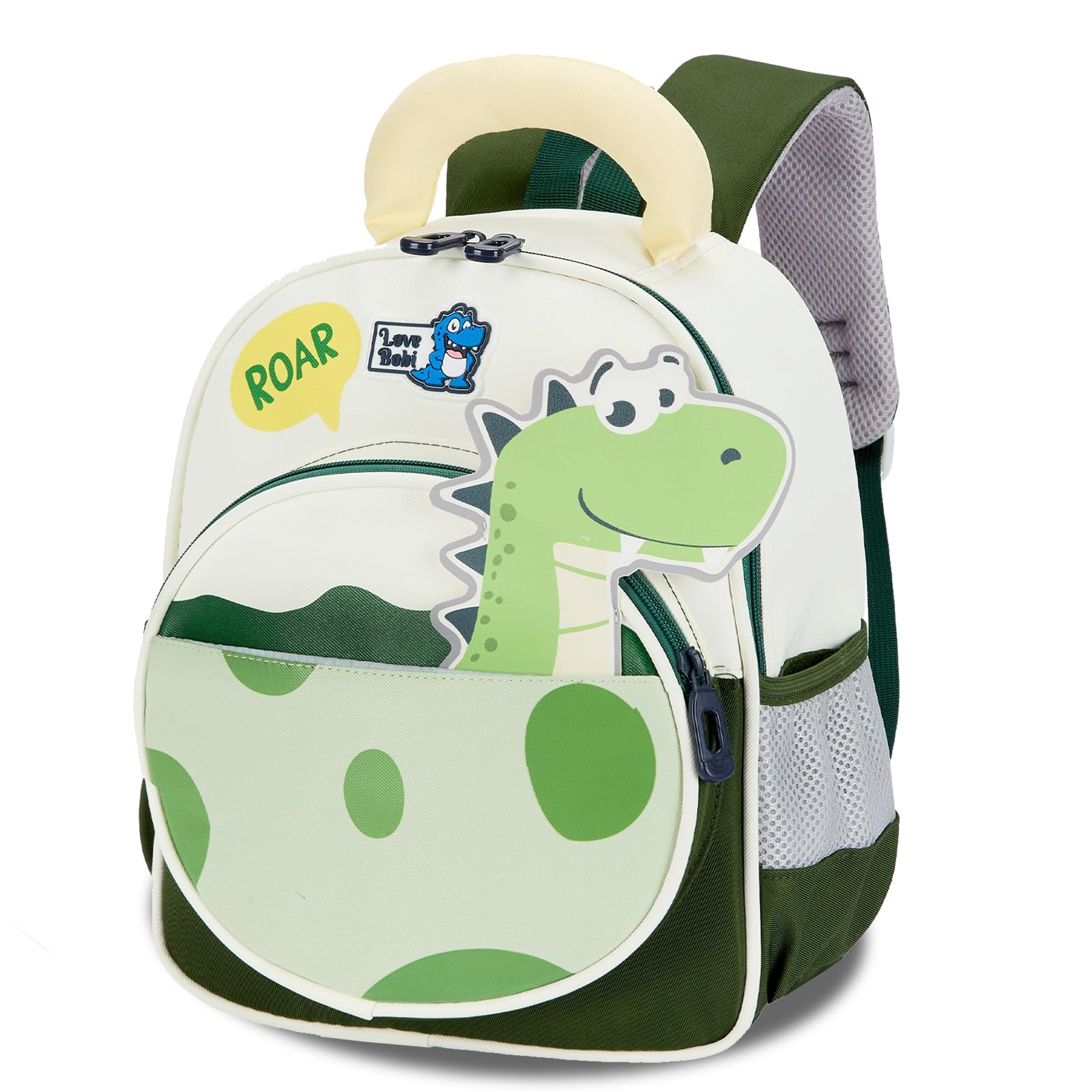 PROTAURI Sac à Dos Enfant Maternelle Garçon 2-6 Ans 11L Dino, Vert | sangle poitrine réfléchissant imperméable léger respirant ergonomique DIN A4 Dinosaure 3D