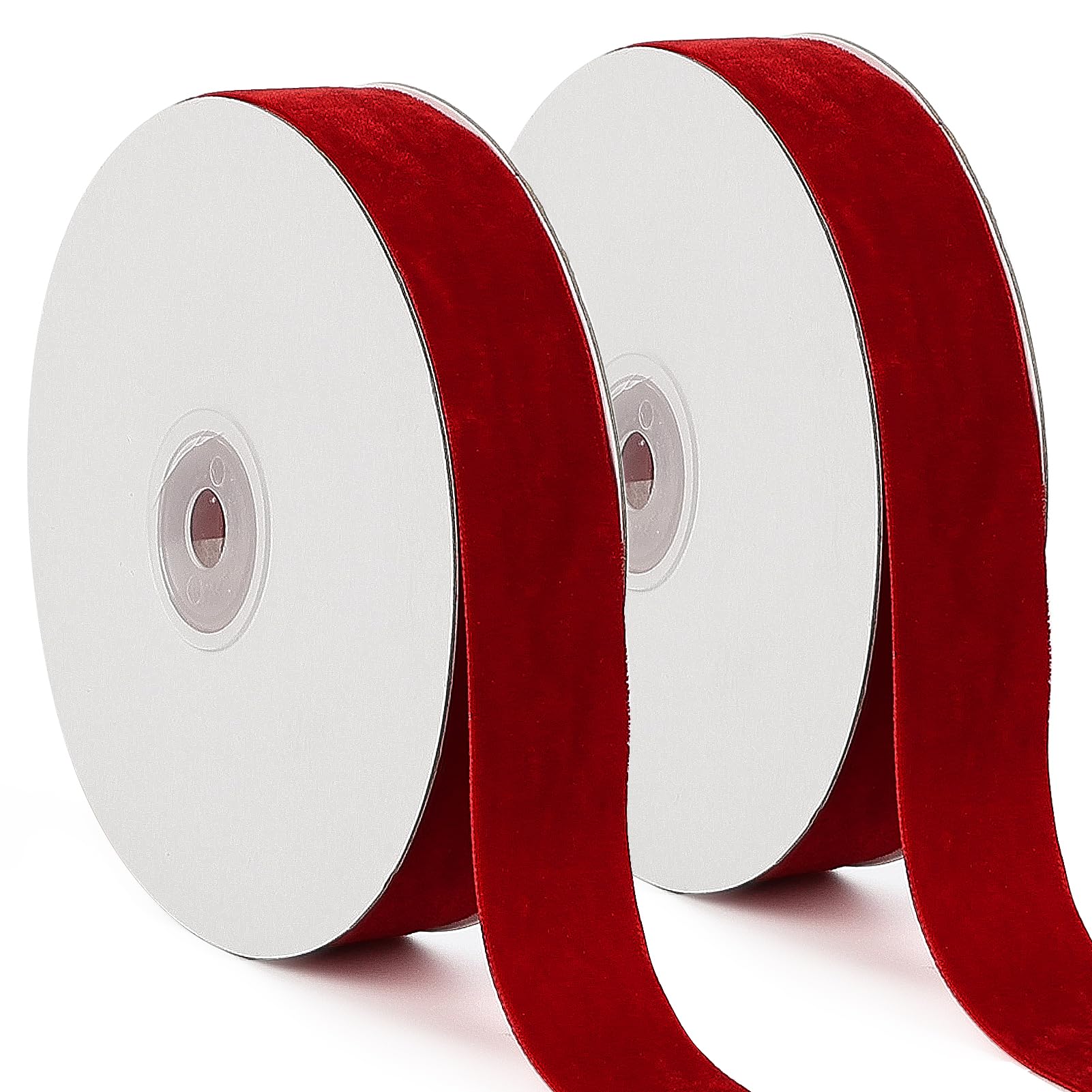 Ruban de velours rouge de 25 mm x 18 m | pour emballage cadeau, bouquet de bouquets, décoration de mariage et travaux manuels