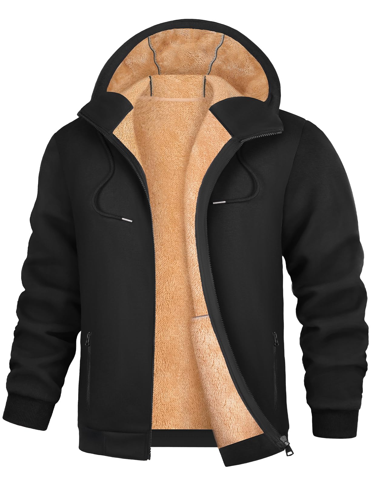 Xnova Sweat à Capuche Homme avec Zippée Hiver Sweat Polaire Zippé Chaud Épaisse Sherpa Manches Longues Survêtement Gilet Homme Hoodie