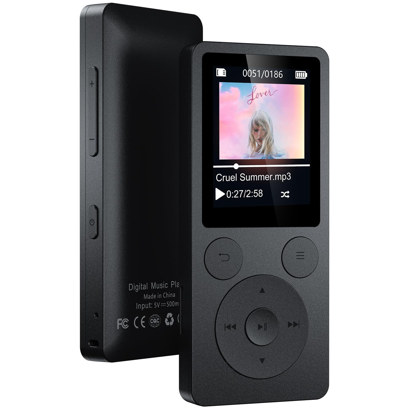 64Go Lecteur MP3 Bluetooth 5.3 – MP4 Haut-Parleur Intégré, Baladeur MP3 avec Touches Physiques (Retour/Menu/Volume), Léger 37g. Radio FM, Enregistreur Vocal, Design Mini, Son HiFi, Jusqu‘à 128Go