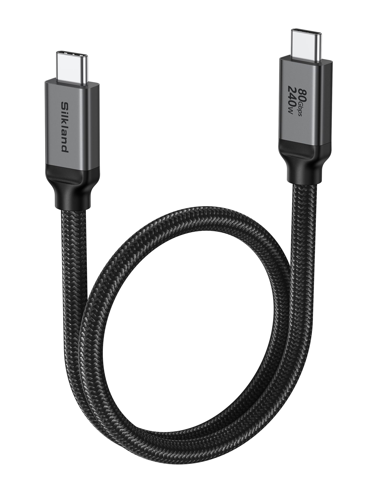 Silkland 80Gbps USB4 V2.0 Compatible avec Câble Thunderbolt 5 Court 50CM | jusqu'à 120Gbps de Bande Passante Vidéo, 16K/Dual 8K, PD3.1 240W, pour Thunderbolt 4/3, MacBook Pro, SSD, Dock, Laptop, USB-C