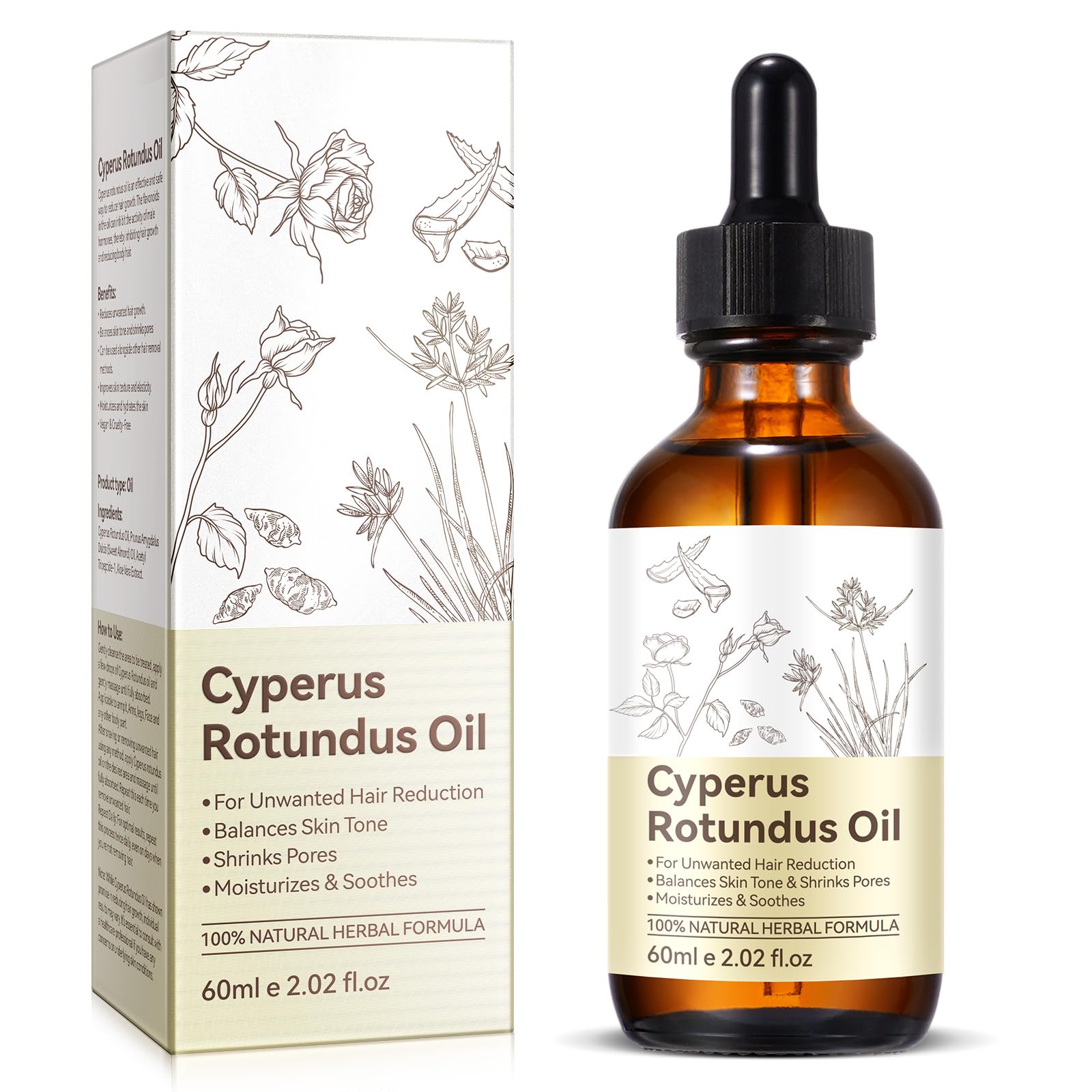 Cyperus Rotundus Oil Naturelle – Huile de Cyperus Rotundus Pure pour Soin de la Peau, Huile Végétale Hydratante et Nourrissante pour Visage et Corps, Texture Légère pour Massage et Soins Quotidiens