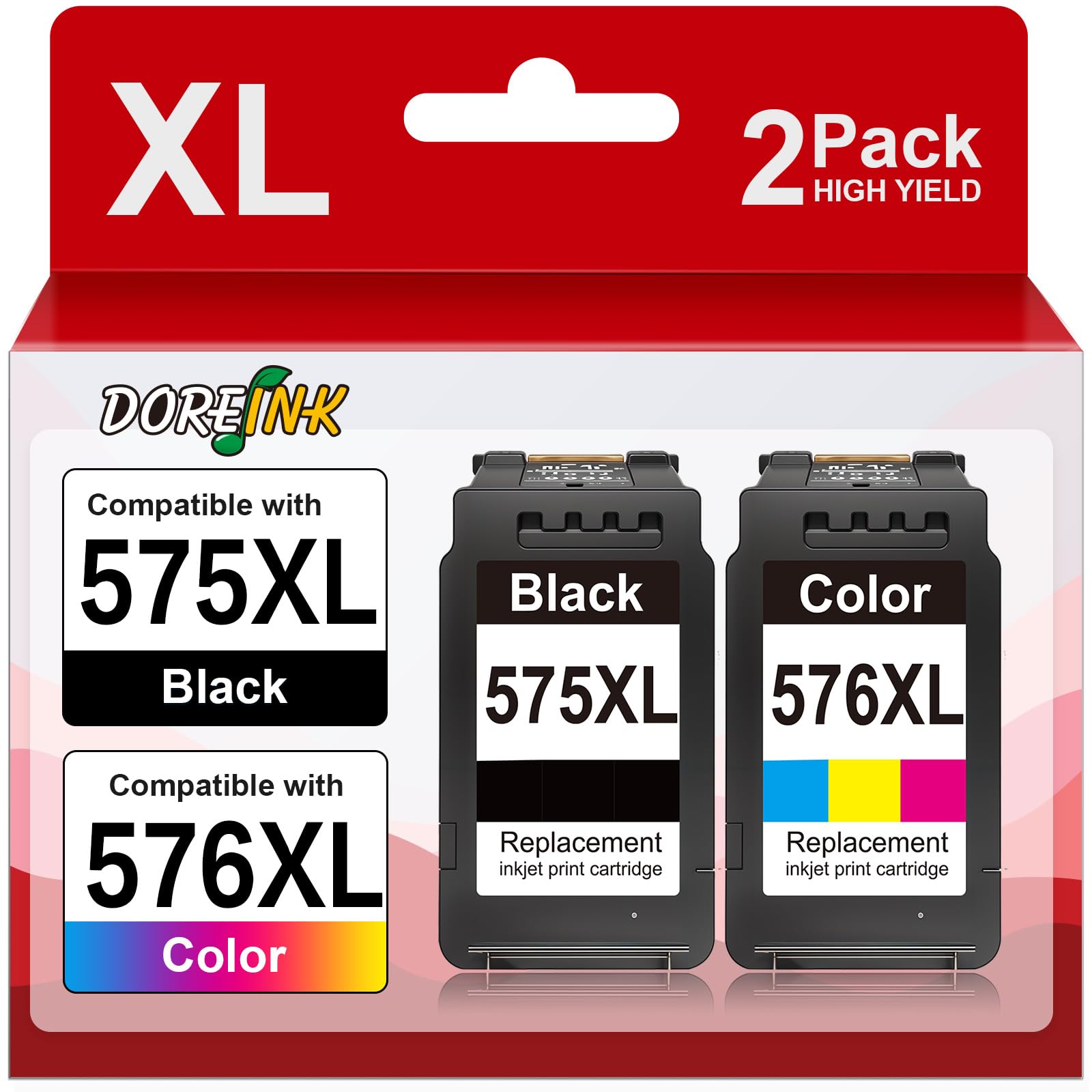 DOREINK PG-575XL CL-576XL Cartouches compatibles pour Canon 575 576 | remplacement Noir et Couleur pour Canon PIXMA TS3750i TR4755i TS3751i TR4756i TS3752i TS3550i TS3551i TR4750i TR4751i