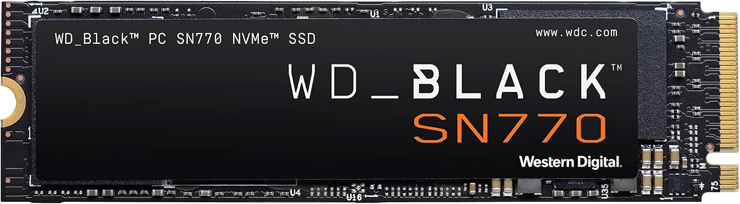 WD_BLACK SN770 SSD 2 To, Disque SSD Interne, Vitesse de lecture jusqu'à 5150 Mo/s, M.2 2280 NVMe SSD, PCIe Gen 4.0, Haute performance disque de jeu, Noir