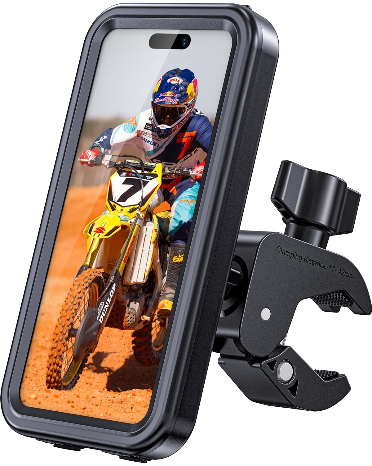WACCET Support Téléphone Moto Etanche [Déverrouillage Rapide en 1S] Support Téléphone Vélo Rotation à 360° Porte Telephone Scooter de Guidon avec Ecran Tactile pour Téléphone Jusqu' à 6,9"