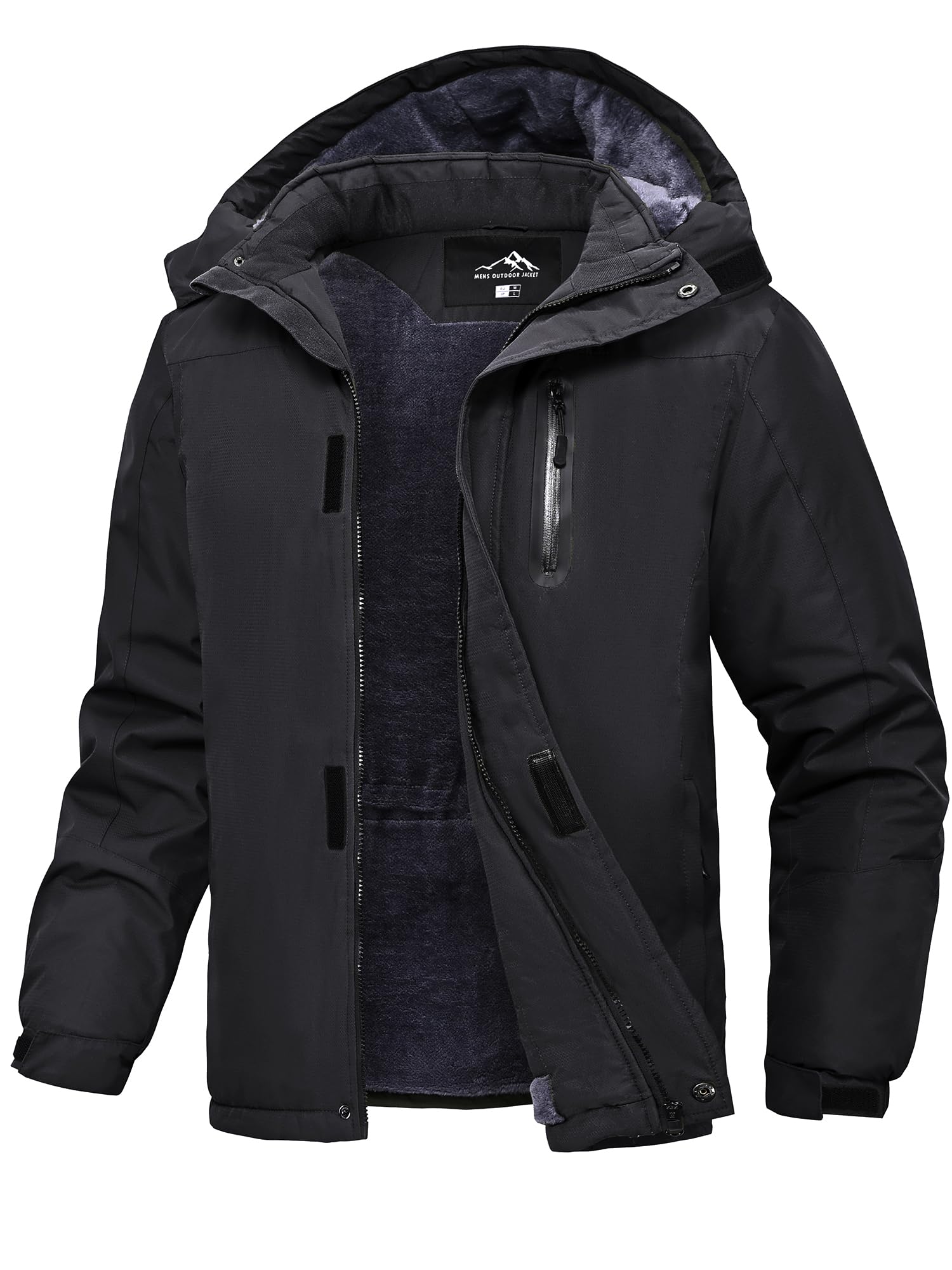 Peakwell Homme Veste D'hiver Imperméable et Coupe-Vent Blouson de Ski | Chaud & Doublé, Déperlant & Coupe-vent, Multi-poches, Capuche amovible, Taille & ourlet réglables par cordon élastique