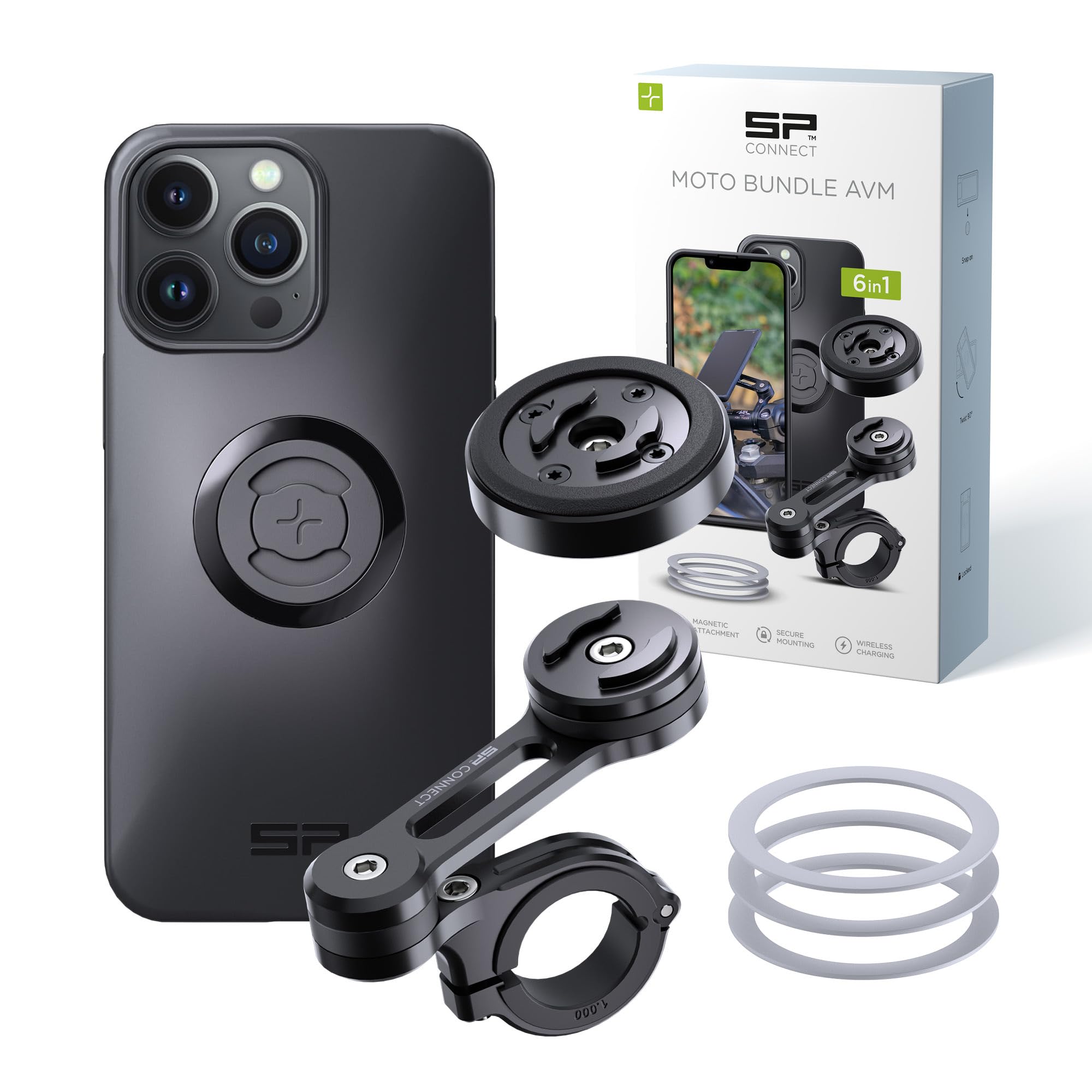 SP CONNECT Support de téléphone Portable Moto avec Module Anti-Vibrations | SPC+ | pour iPhone 14 Pro Max Support téléphone Portable pour Moto, vélo, cyclomoteur, Scooter