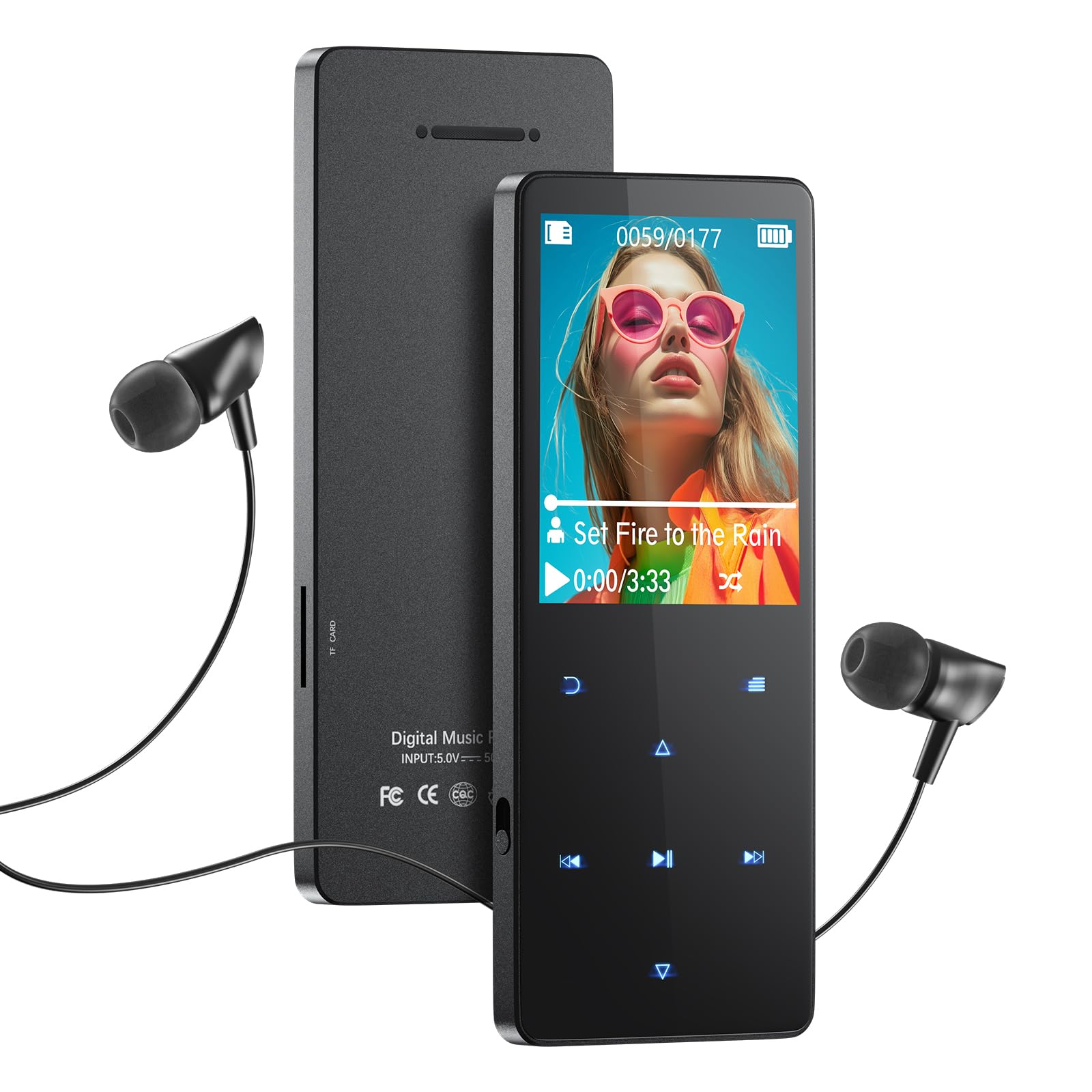64 Go Lecteur MP3 Bluetooth 5.3 Portable Music lecteurs mp3 et mp4 baladeur mp3 Enfant avec écouteurs la Radio FM, Les Images, Les enregistrements, Les Livres électroniques, Le podomètre, HiFi