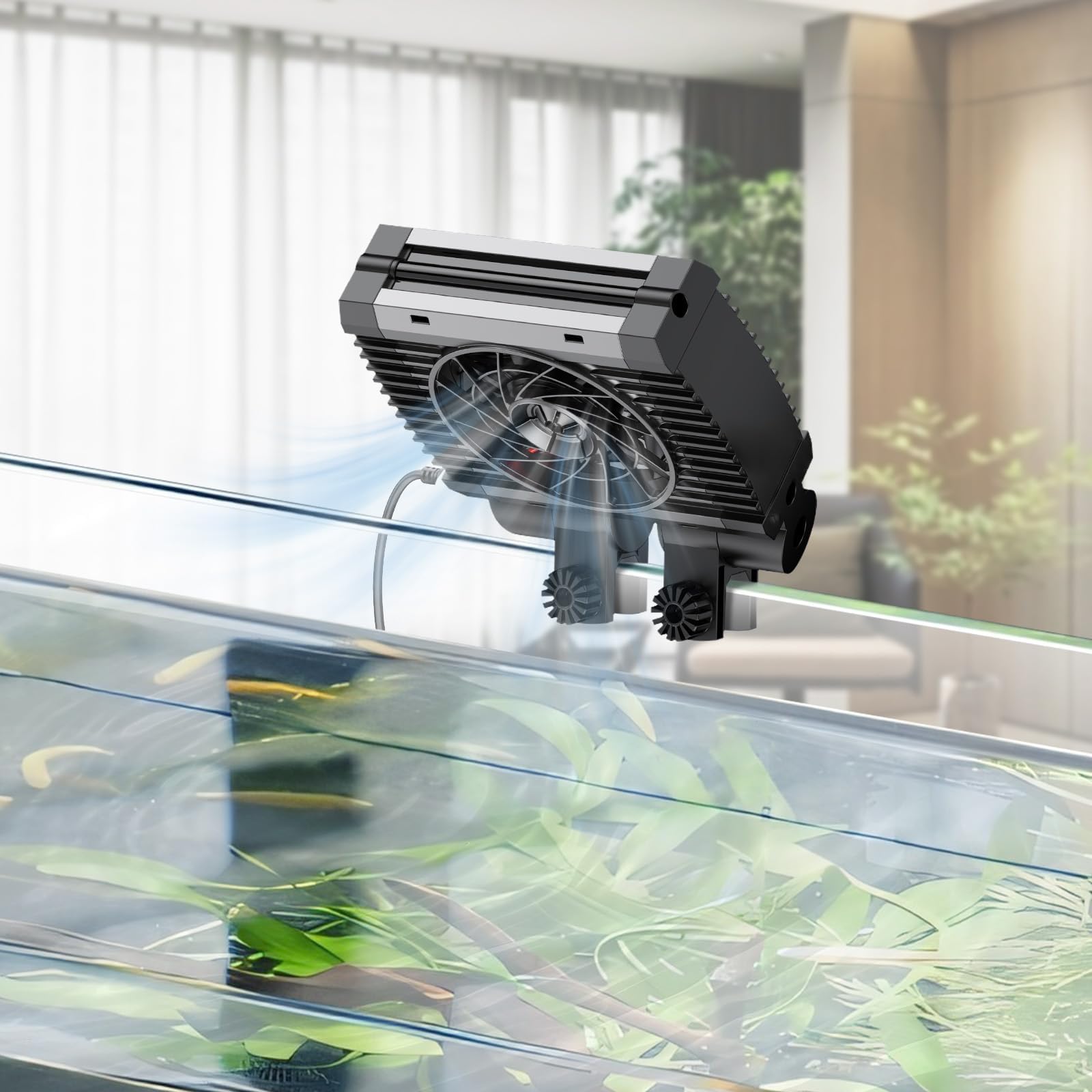 Pawfly Refroidisseur d'aquarium, d'aquarium Silencieux, Ventilateur d'aquarium avec Vitesse réglable et minuterie, Refroidisseur d'eau pour Terrarium jusqu'à 40cm de Bassin (1 Ventilateur)