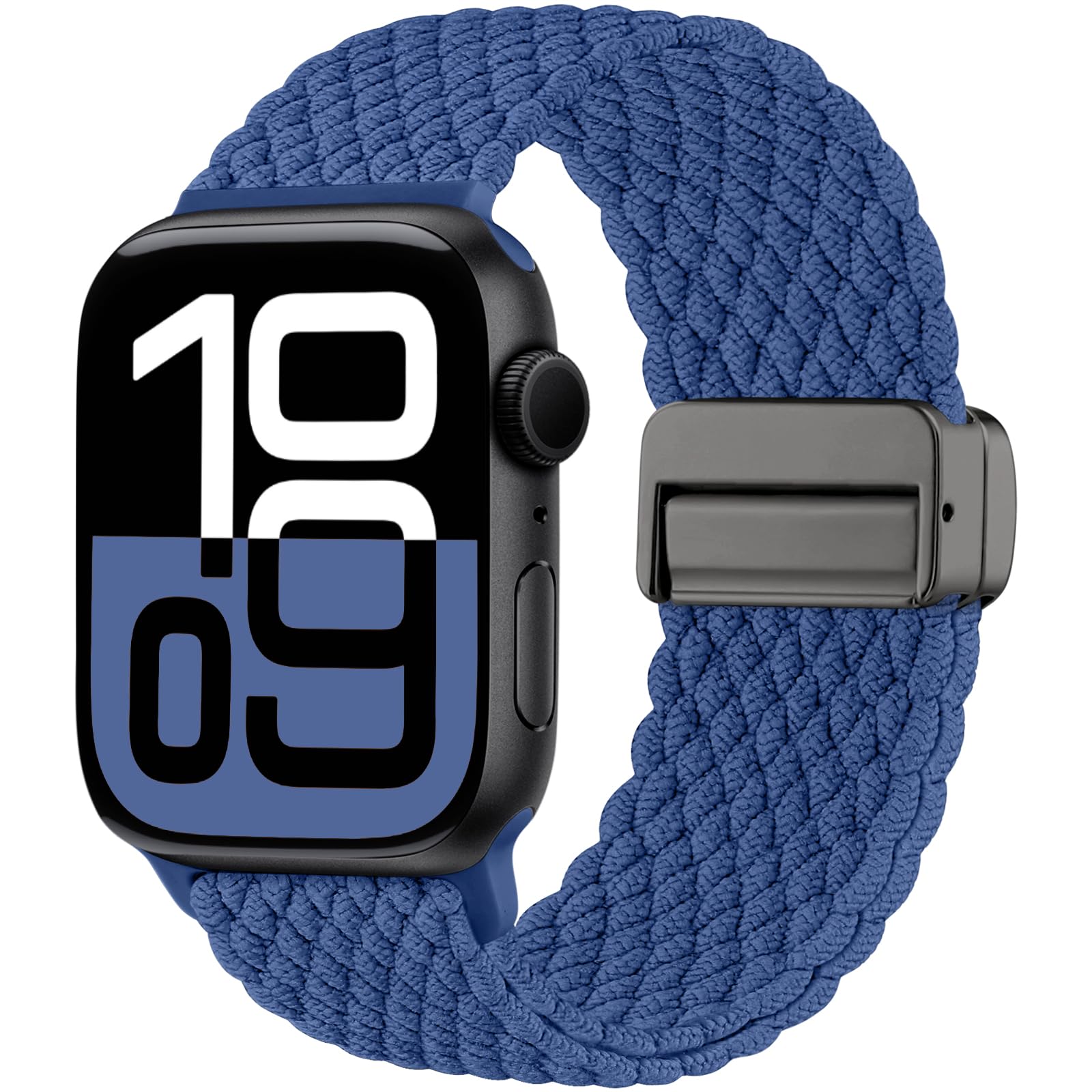 Maledan Tressé Bracelet Compatible avec Apple Watch 44mm 45mm 46mm 49mm | Solo Loop Nylon Magnétique Bracelet pour iWatch Series 12 11 10 9 8 7 6 5 4 3 2 1 SE Ultra
