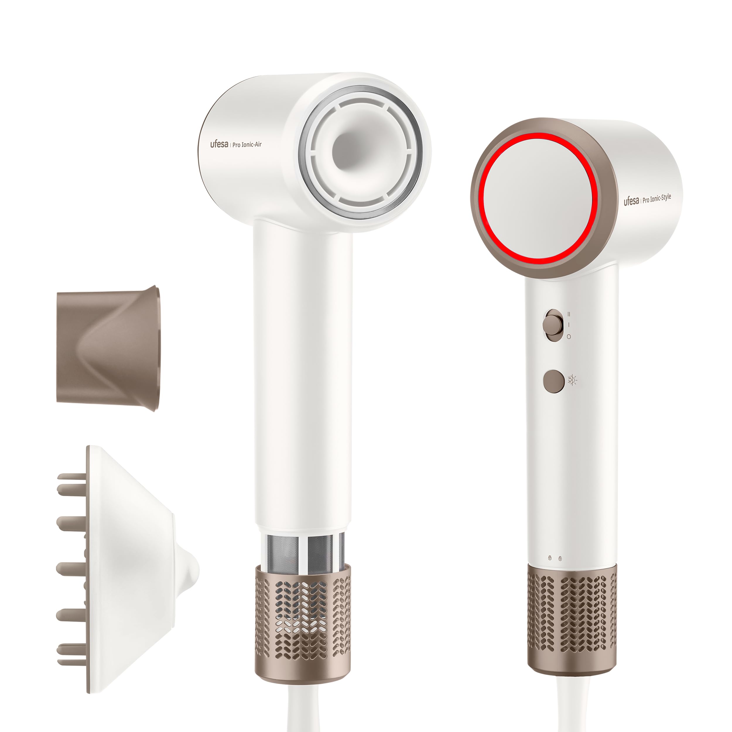Ufesa Sèche-cheveux Pro Ionic Air, 110 000 tr/min, sèche-cheveux professionnel, contrôle intelligent de la température, fort débit d'air 22 m/s, ultra silencieux, technologie à ions négatifs