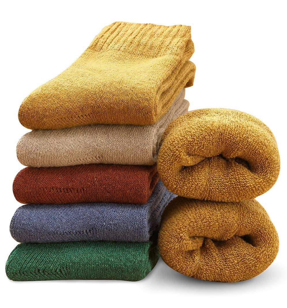 MOSOTECH Chaussettes Chaude Femme, Thermiques Chaussette Hiver 5 Paires | Épaisses Douces, Couleur Vive, Le Cadeau de Noël pour Femme, Taille 35-42