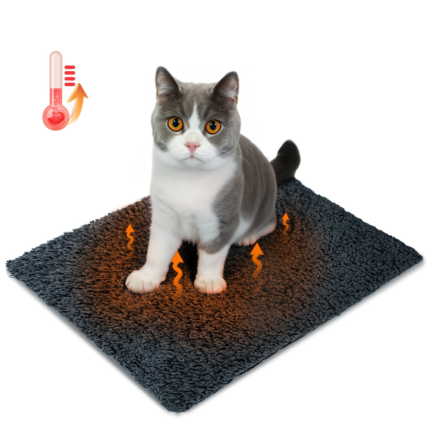 Nobleza Couverture auto-chauffante pour chiens et chats Tapis thermique lavable antidérapant pour chiens et chats Gris 40 x 50 cm