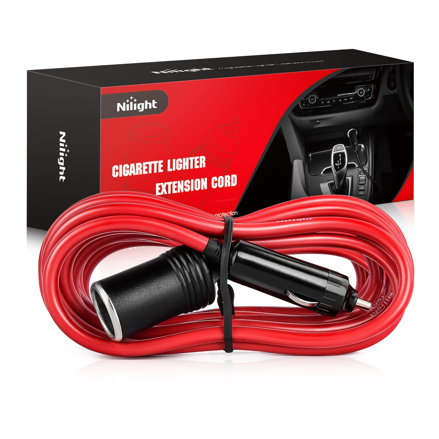 Nilight 10003W Rallonge de câble pour prise allume-cigare, robuste, 4,3 m, 12 V/24 V