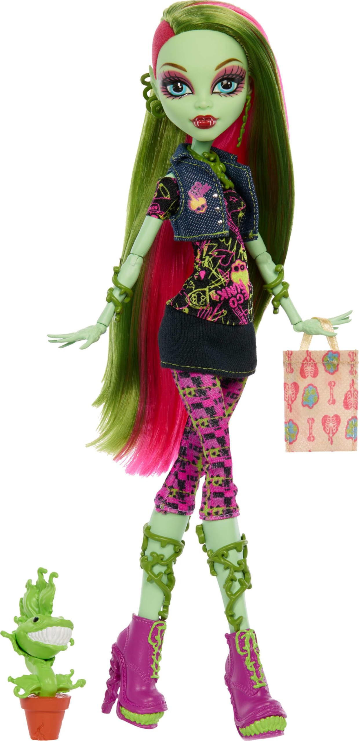 Monster High Boo-riginal Creeproduction Venus, Reproduction de Venus McFlytrap à Collectionner avec Socle pour poupée, Journal Intime et Animal Domestique Chewlian, JHK58