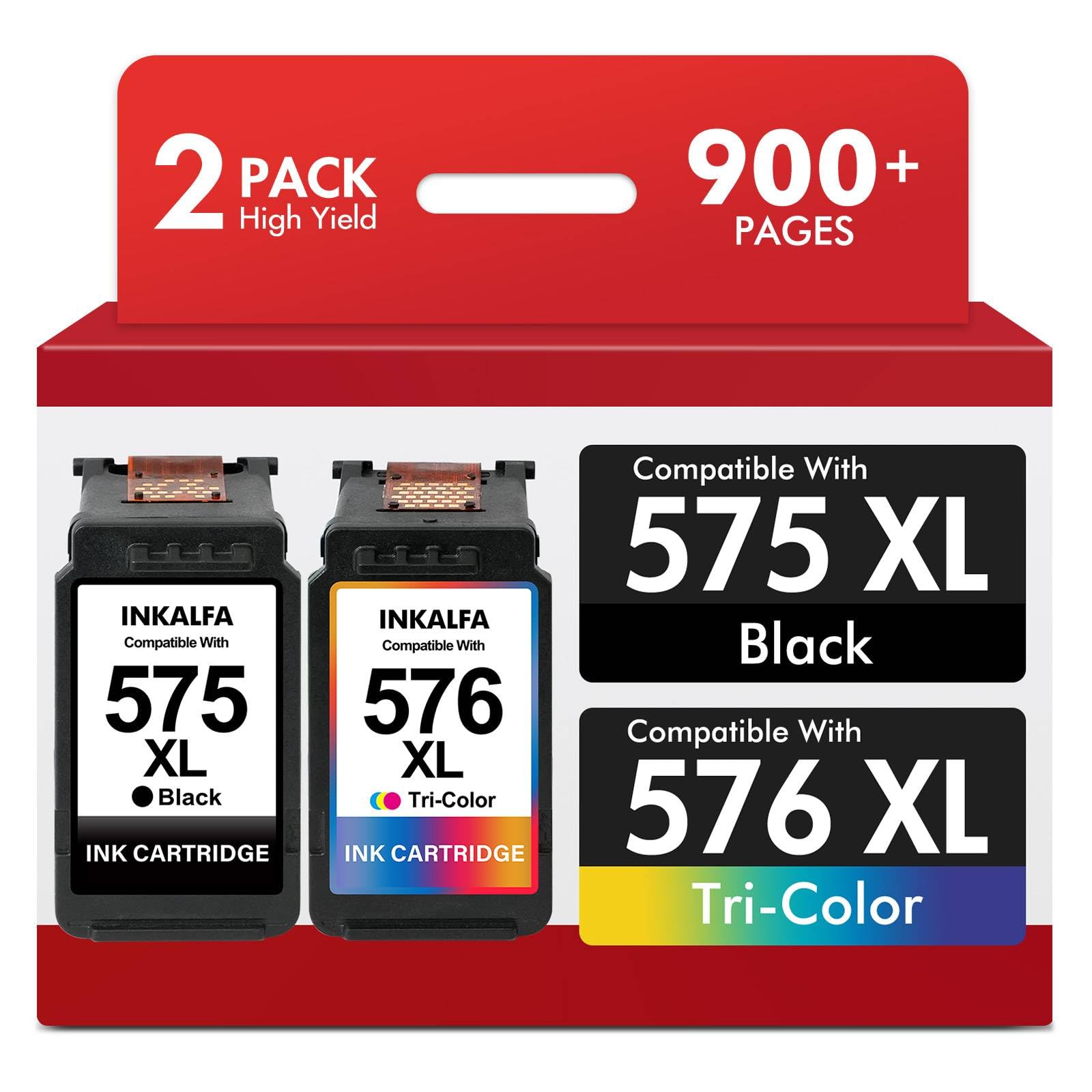 Cartouche 575 576 TR4755i TS3551i TS3750i Remplacement pour Canon 575 et 576 XL Encre PG-575XL CL-576XL pour Canon Pixma TS3550i TR4750i TS3751i TR4751i TR4756i TS3752i Imprimante (Noir Couleur)
