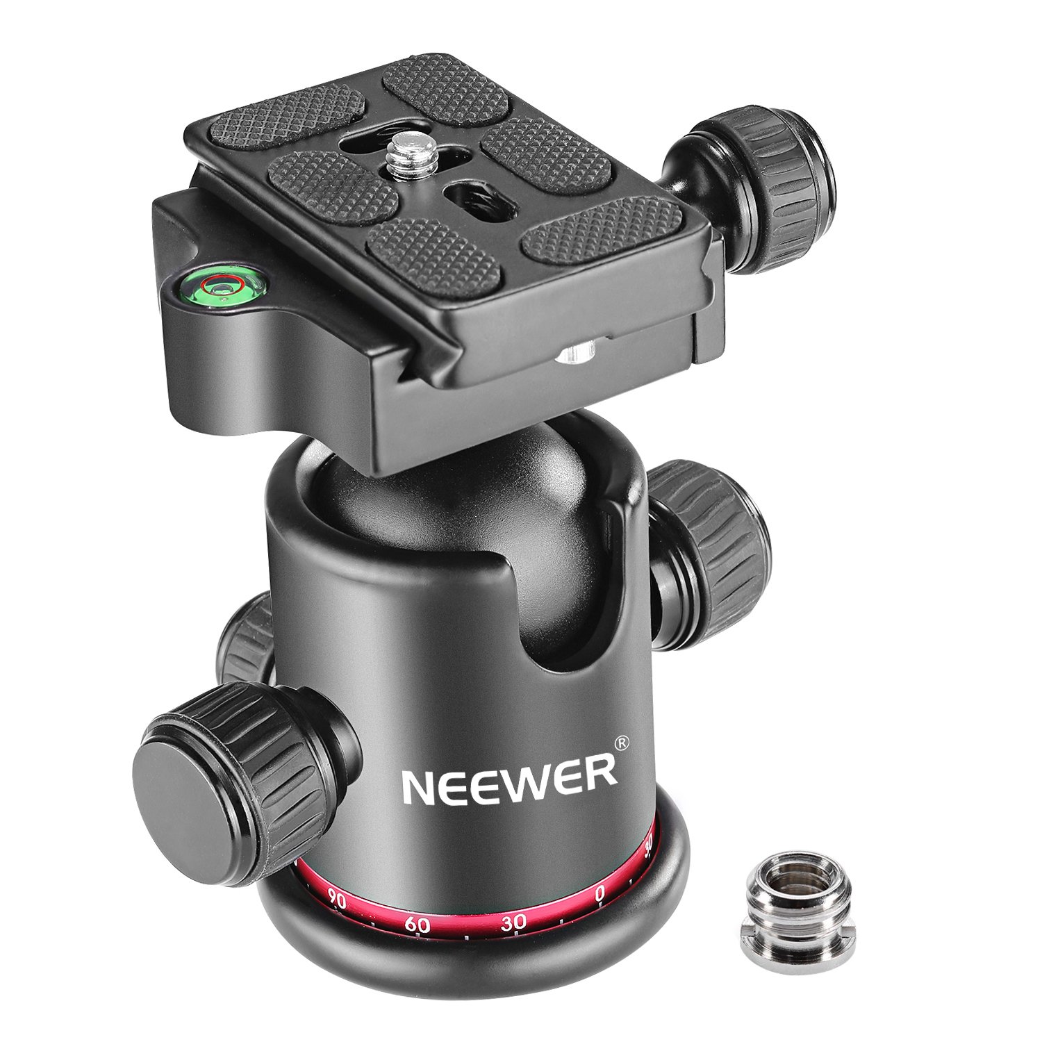 NEEWER Rotule pour trépied panoramique à 360 ° tout en métal | Plaque de dégagement rapide de type Arca, vis 1/4" 3/8",montage fileté,charge maximale : 17,6 lb